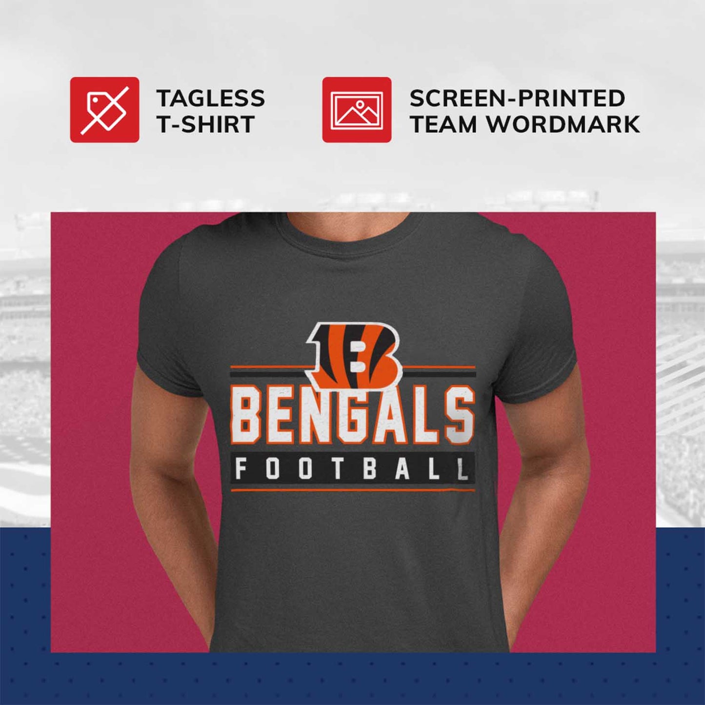 Cincinnati Bengals NFL Adult MVP True Fan T-Shirt - Charcoal
