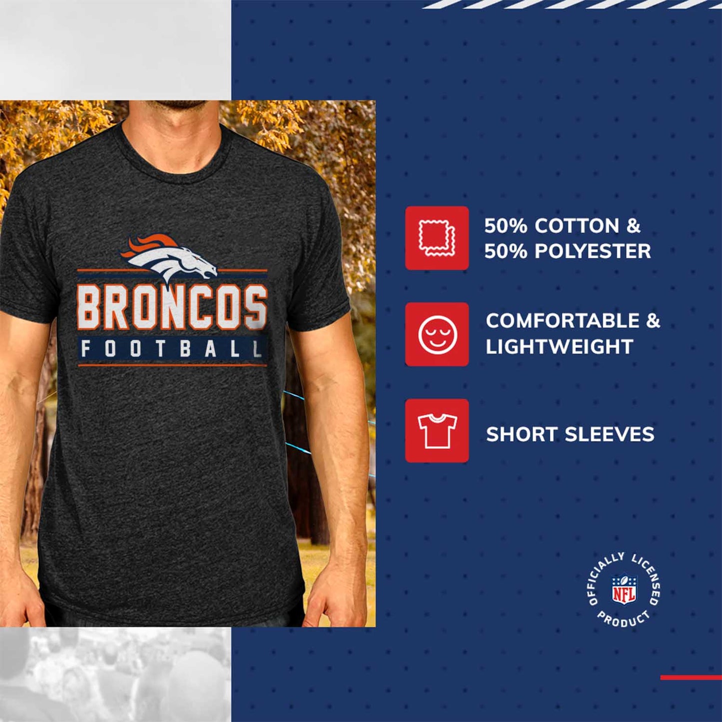 Denver Broncos NFL Adult MVP True Fan T-Shirt - Charcoal