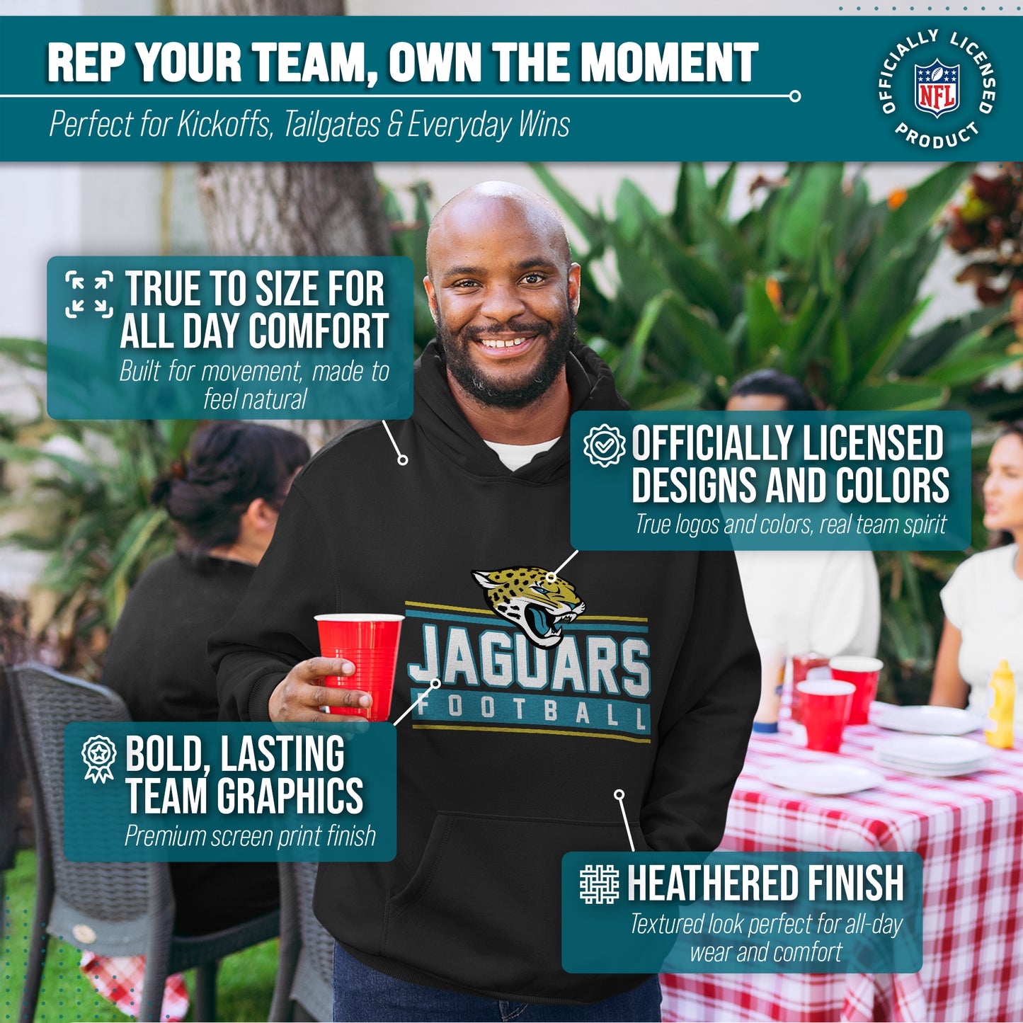Jacksonville Jaguars NFL Adult True Fan Hooded Charcoal Sweatshirt - Charcoal