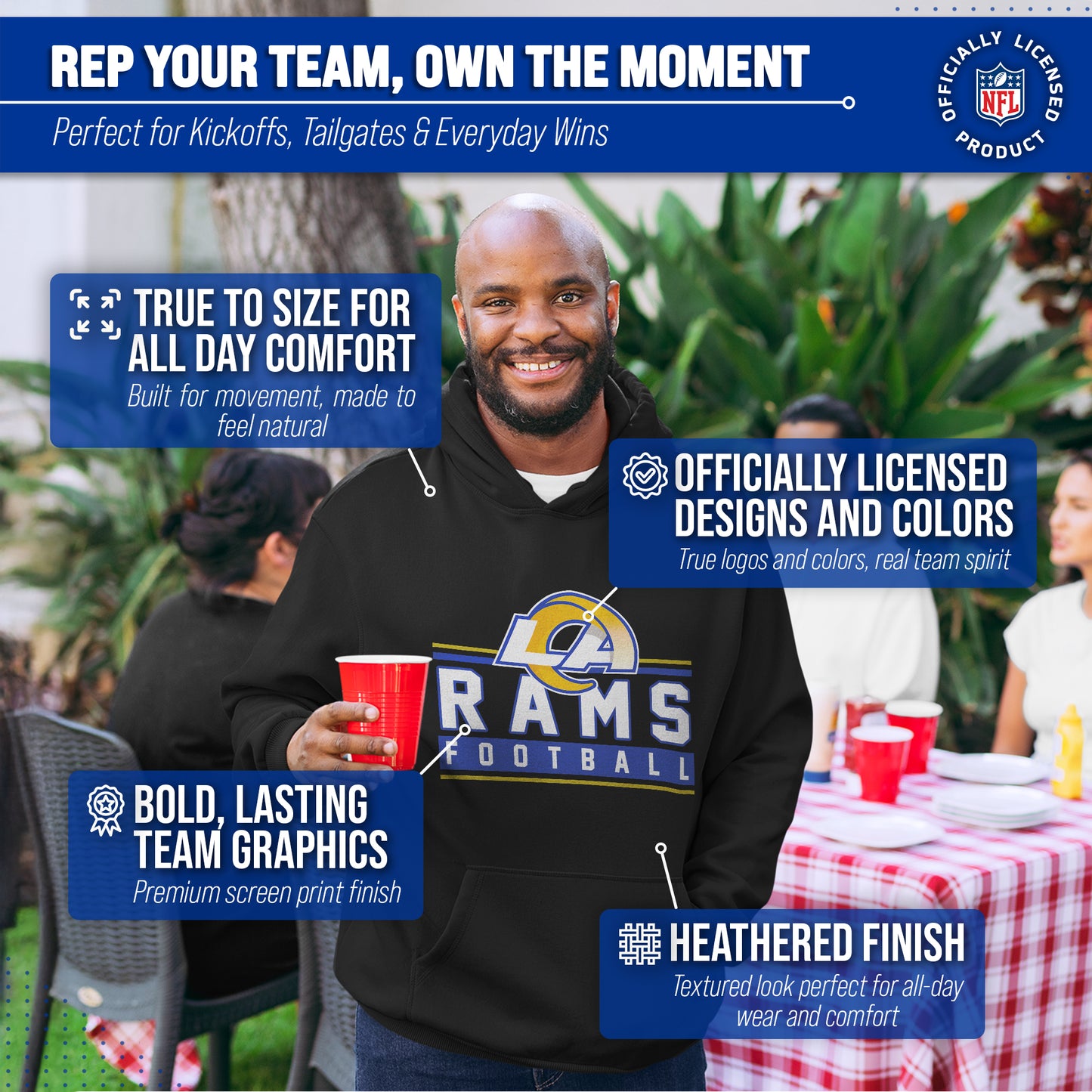 Los Angeles Rams NFL Adult True Fan Hooded Charcoal Sweatshirt - Charcoal