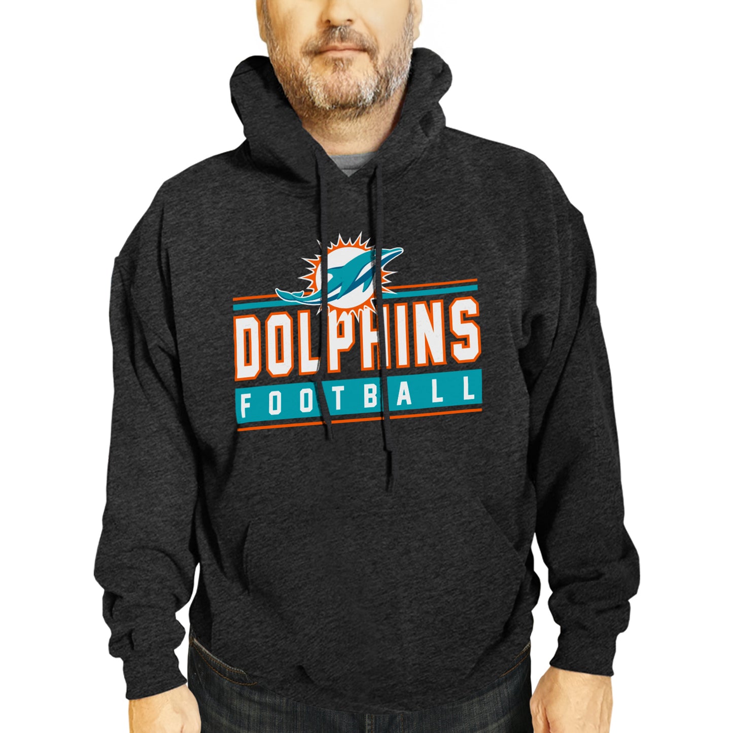 Miami Dolphins NFL Adult True Fan Hooded Charcoal Sweatshirt - Charcoal