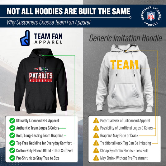 New England Patriots NFL Adult True Fan Hooded Charcoal Sweatshirt - Charcoal