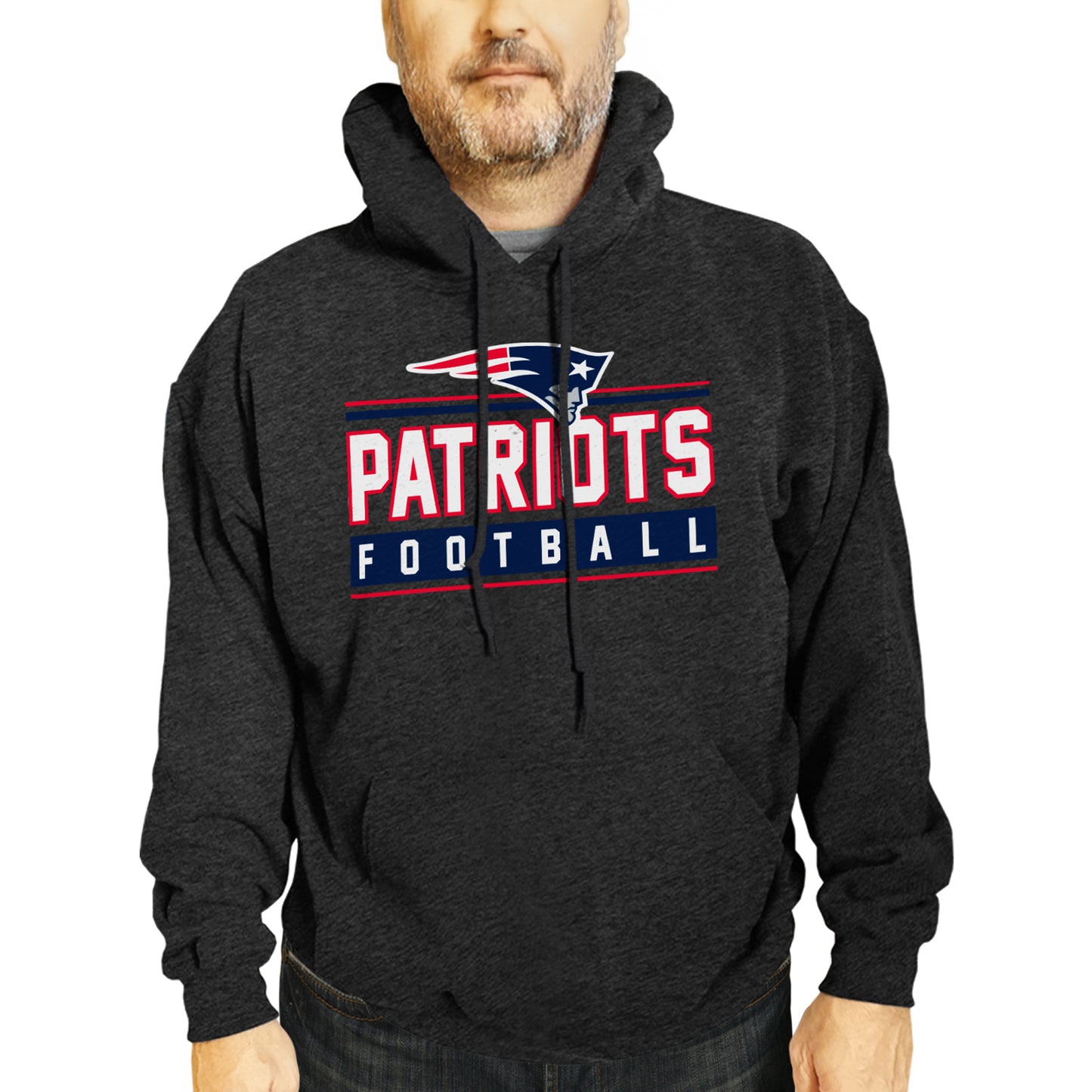 New England Patriots NFL Adult True Fan Hooded Charcoal Sweatshirt - Charcoal