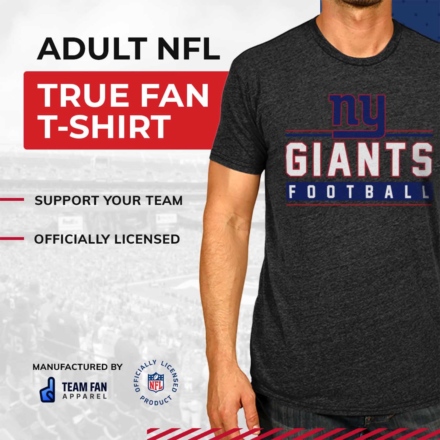 New York Giants NFL Adult MVP True Fan T-Shirt - Charcoal