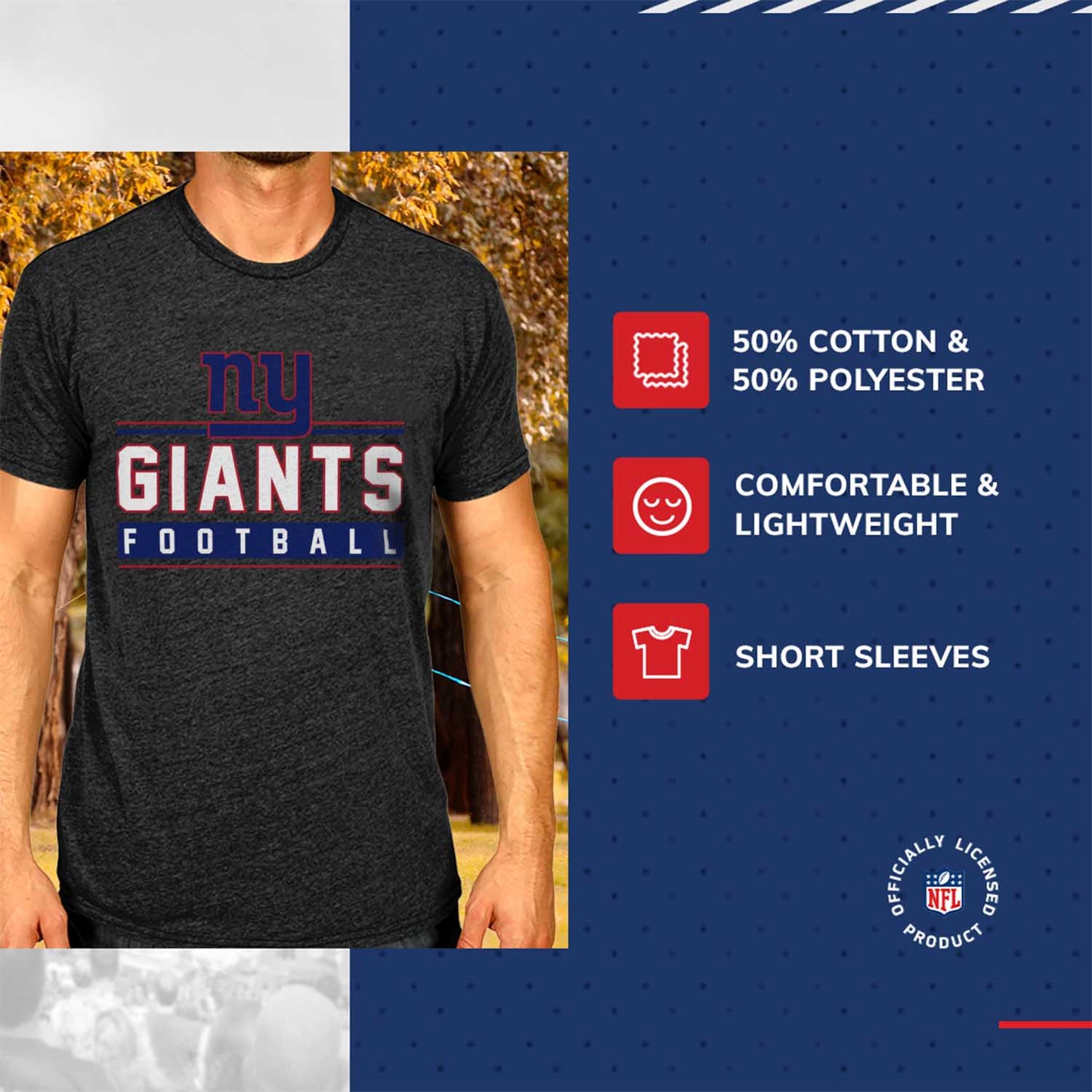 New York Giants NFL Adult MVP True Fan T-Shirt - Charcoal