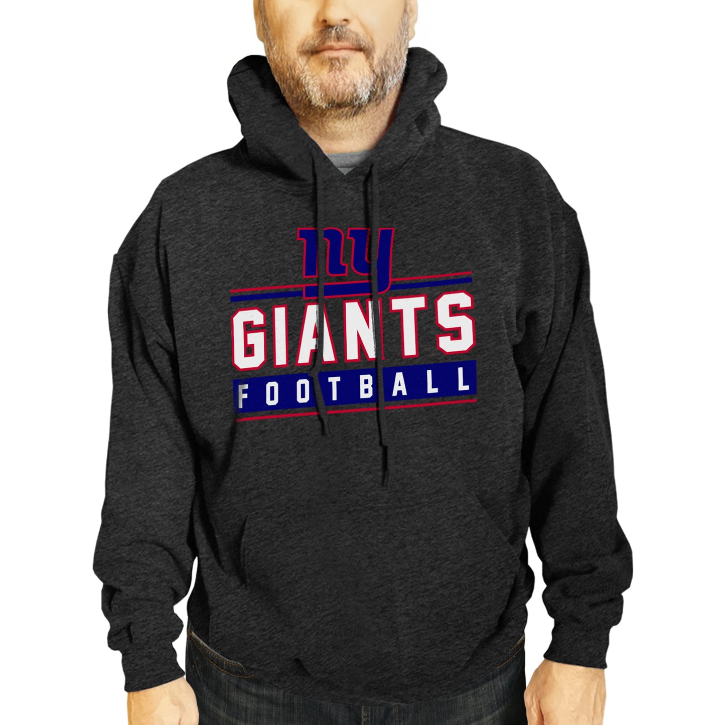 New York Giants NFL Adult True Fan Hooded Charcoal Sweatshirt - Charcoal