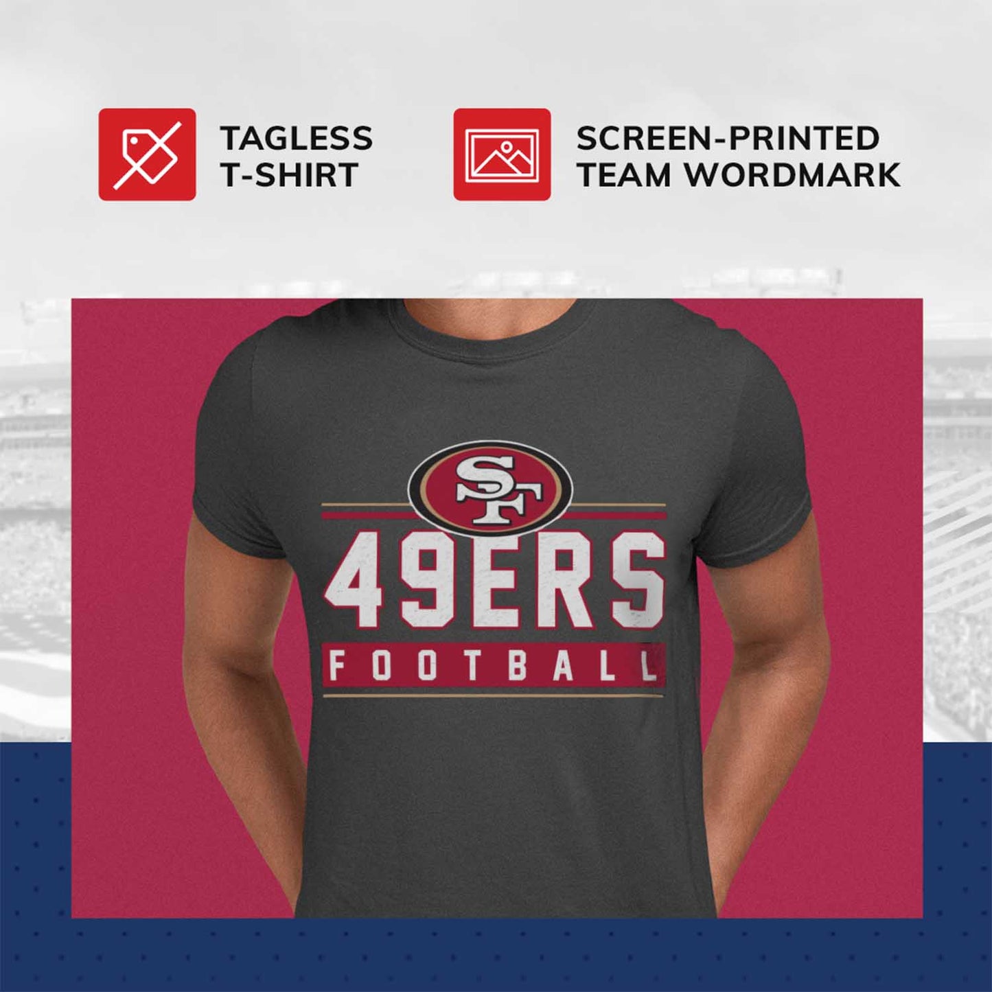 San Francisco 49ers NFL Adult MVP True Fan T-Shirt - Charcoal
