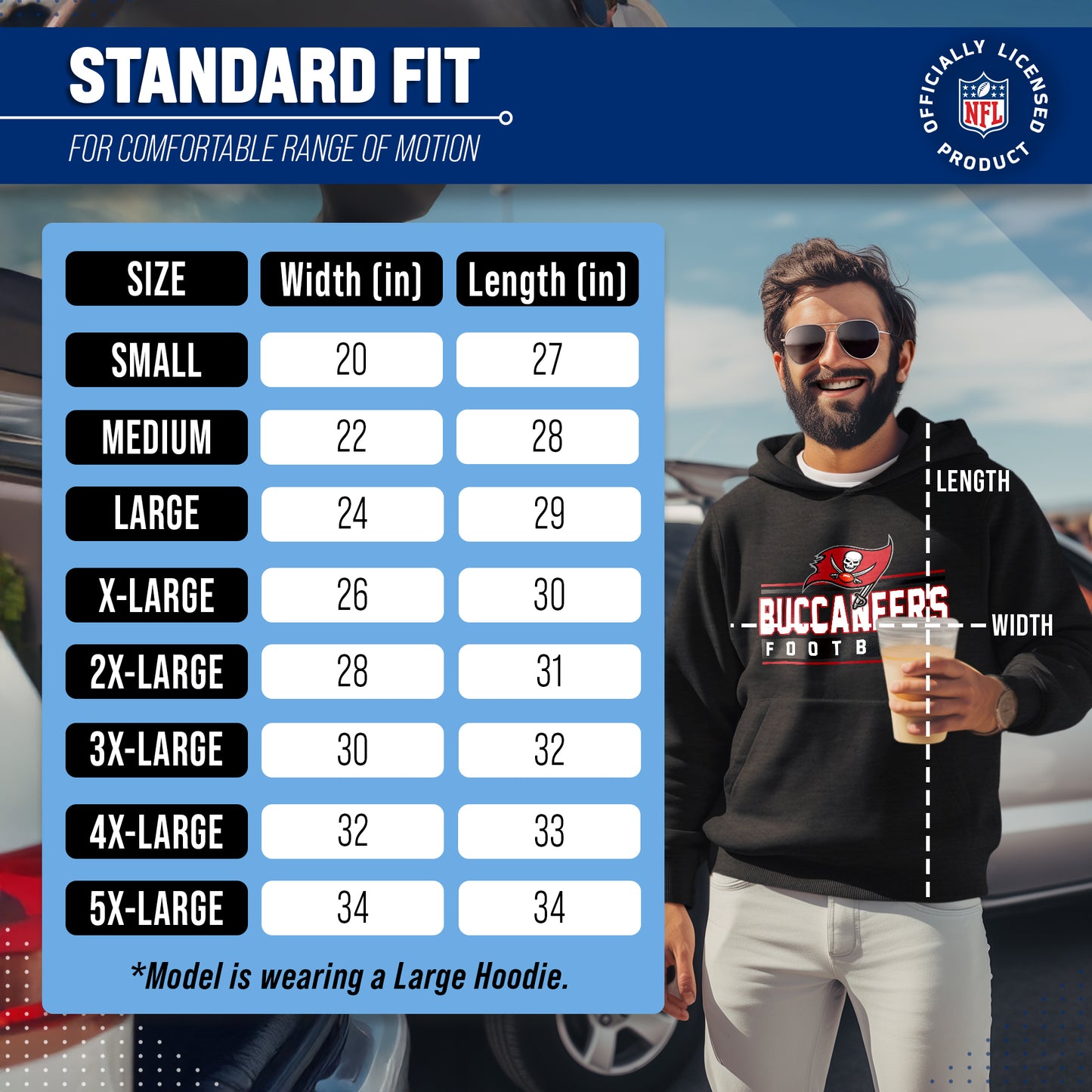 Tampa Bay Buccaneers NFL Adult True Fan Hooded Charcoal Sweatshirt - Charcoal