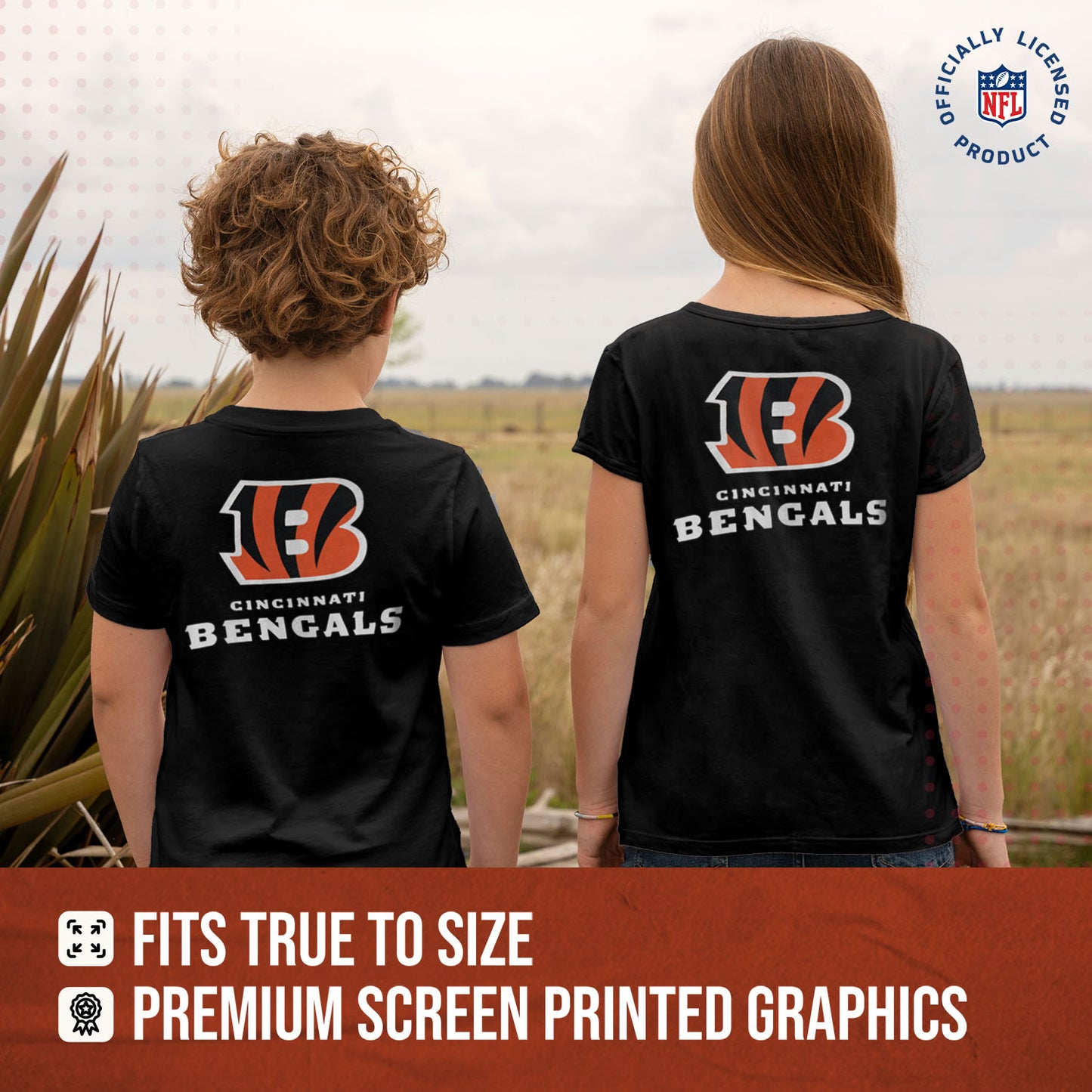 Cincinnati Bengals Team Fan Apparel NFL Youth Final Countdown Tee- Pro Football T-Shirt For Boys & Girls - Black