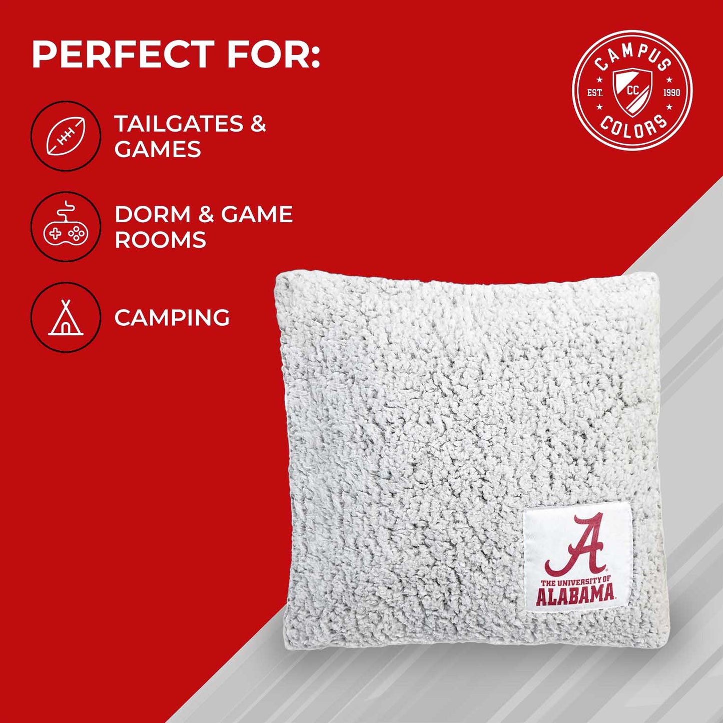 Alabama Crimson Tide Two Tone Sherpa Throw Pillow - Team Color