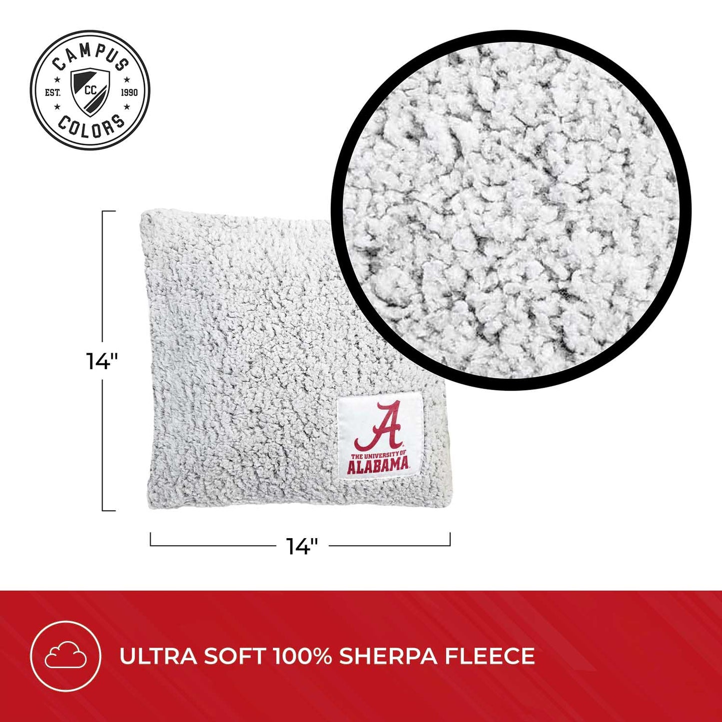 Alabama Crimson Tide Two Tone Sherpa Throw Pillow - Team Color