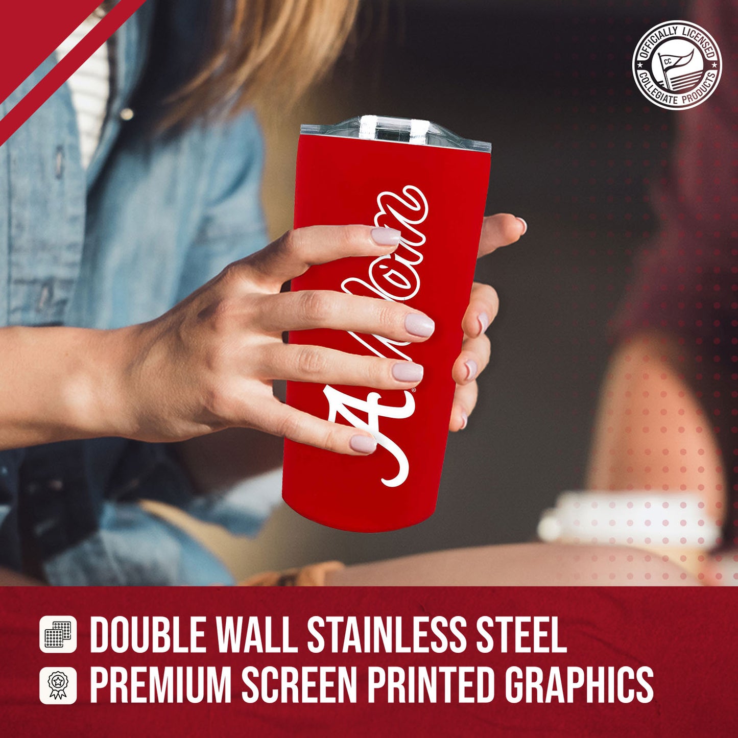 Alabama Crimson Tide NCAA Stainless Steel Travel Tumbler for Mom - Crimson