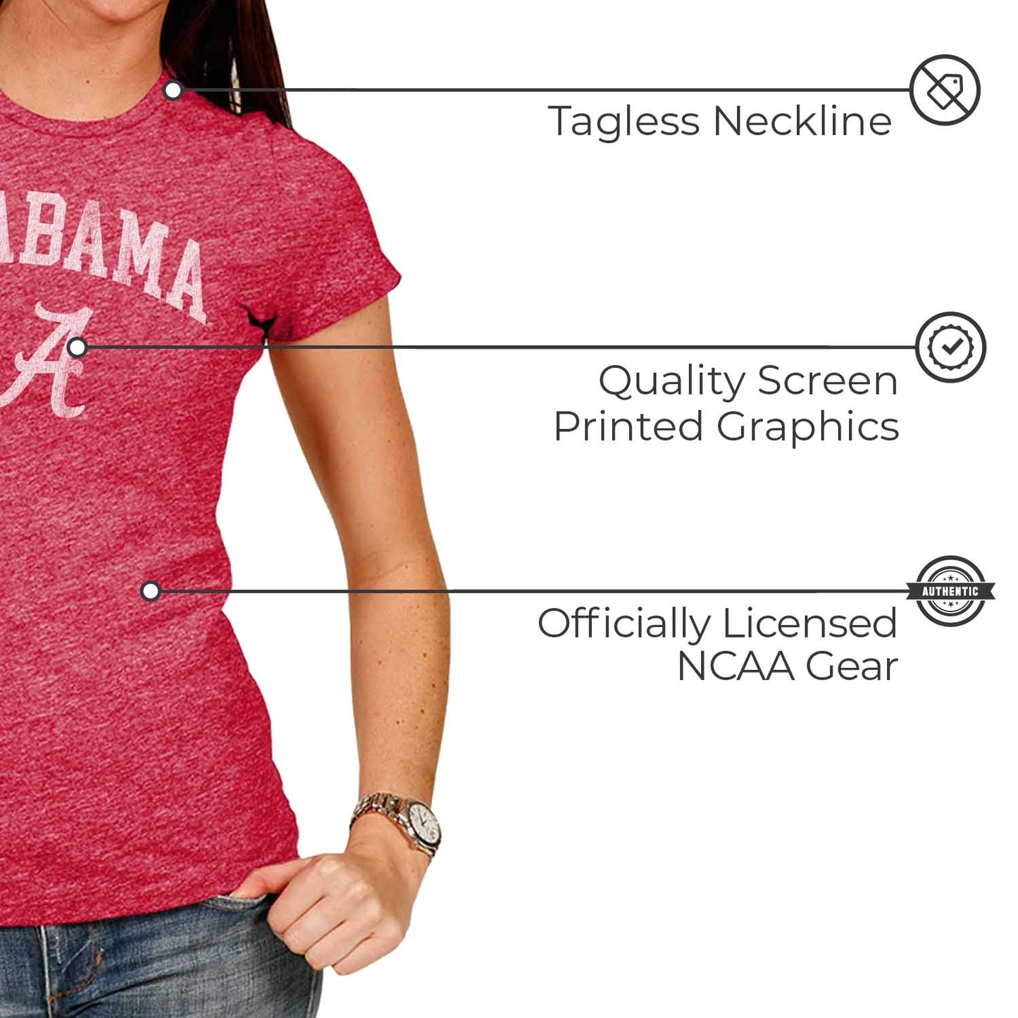 Alabama Crimson Tide University Women's T-Shirt  - Crimson