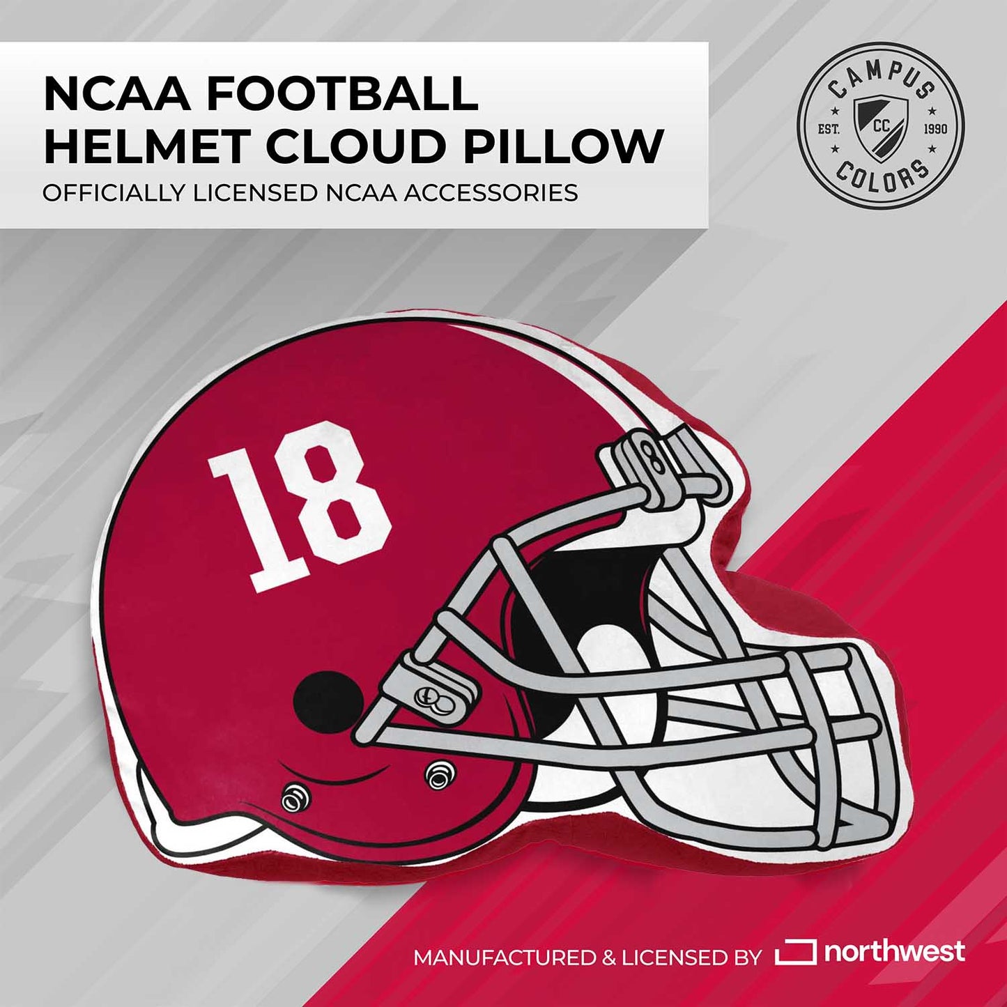 Alabama Crimson Tide NCAA Helmet Super Soft Football Pillow - Crimson