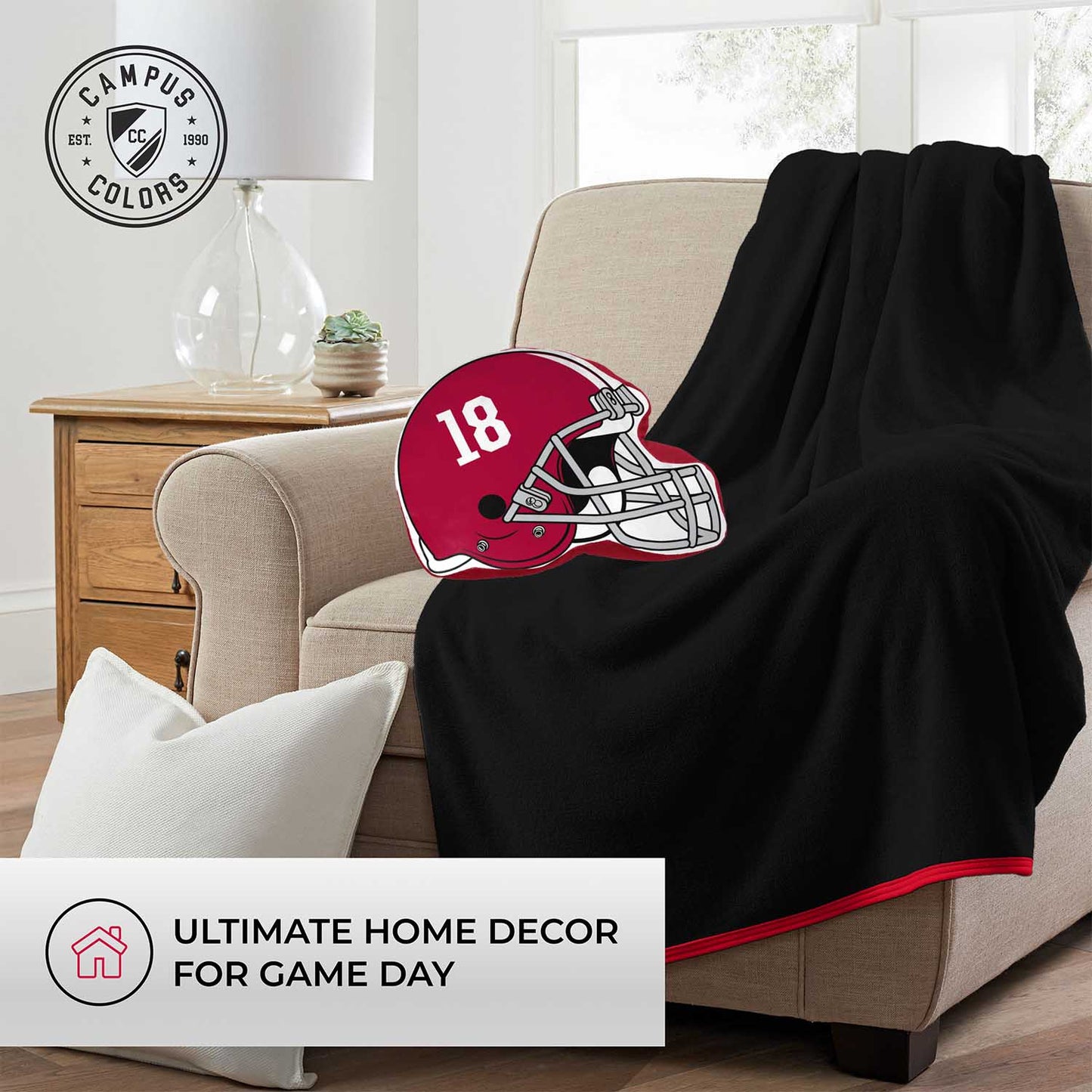 Alabama Crimson Tide NCAA Helmet Super Soft Football Pillow - Crimson