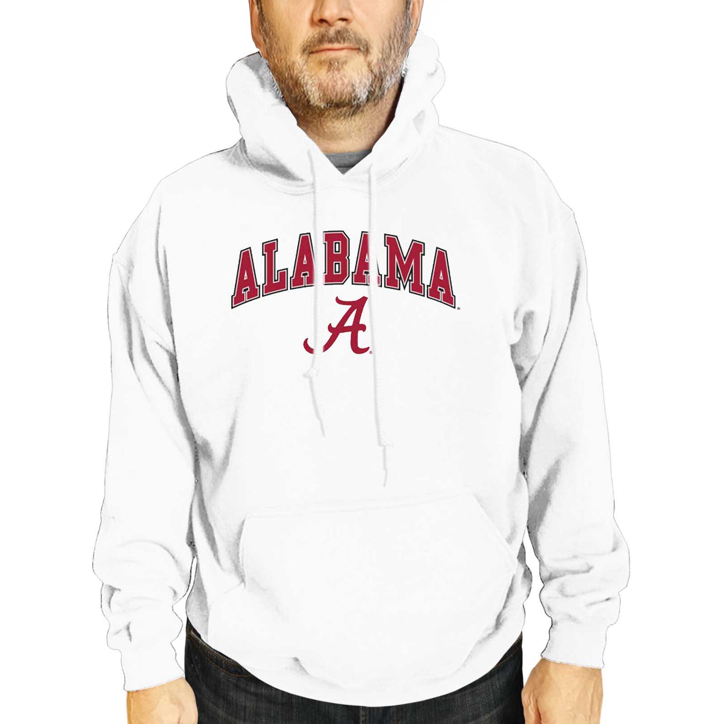 Alabama Crimson Tide Adult Arch & Logo Soft Style Gameday Hooded Sweatshirt - White