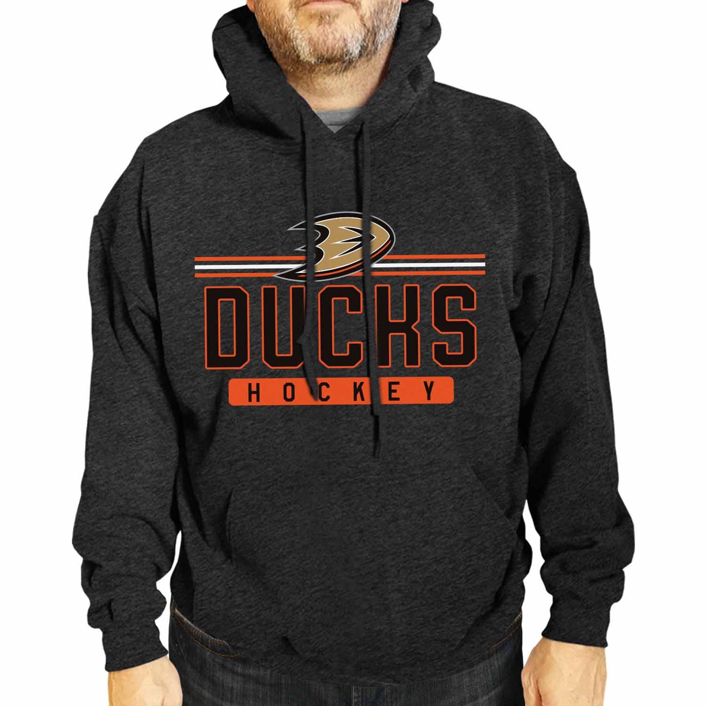 Anaheim Ducks NHL Adult Heather Charcoal True Fan Hooded Sweatshirt Unisex - Charcoal