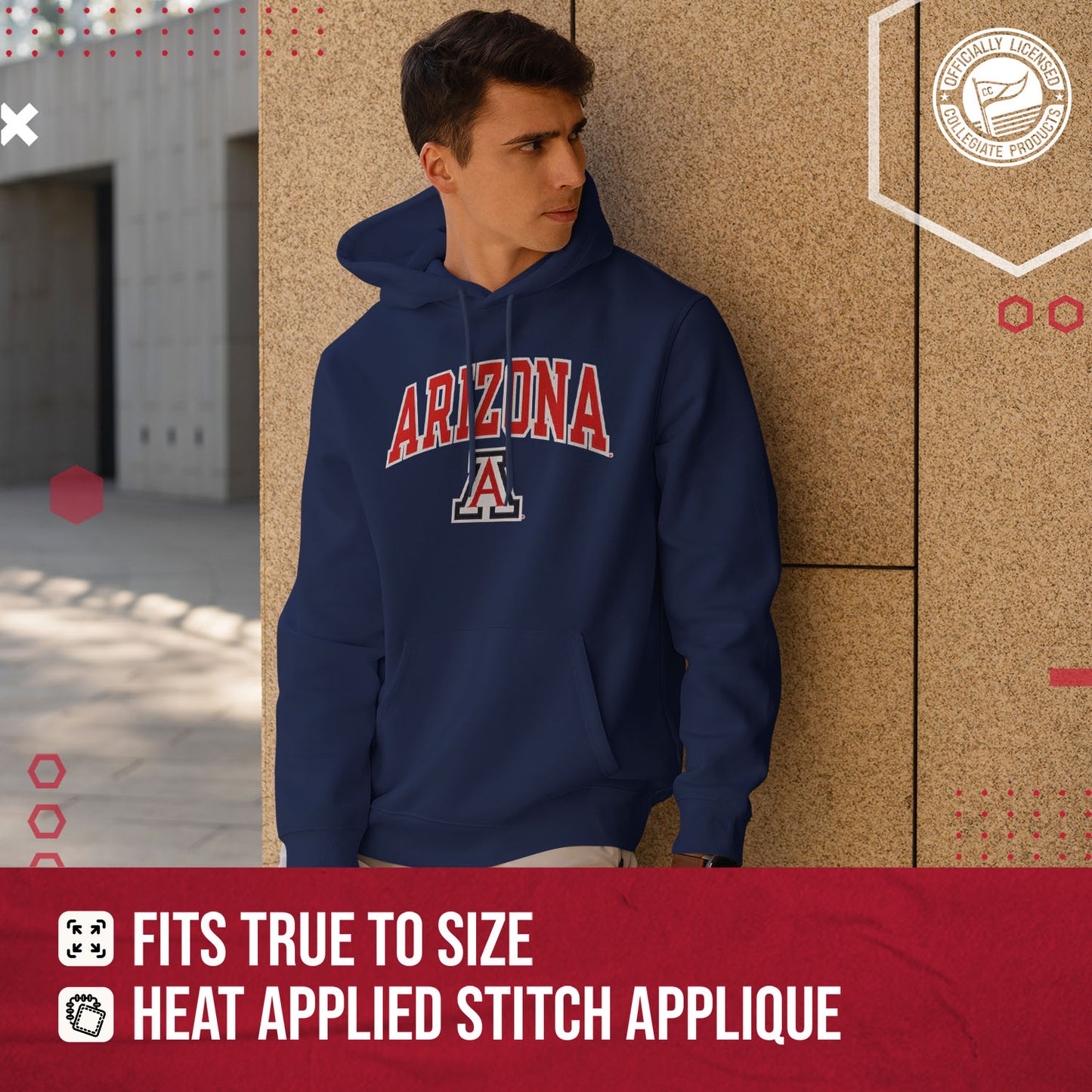 Arizona Wildcats NCAA Adult Tackle Twill Hooded Sweatshirt - Navy