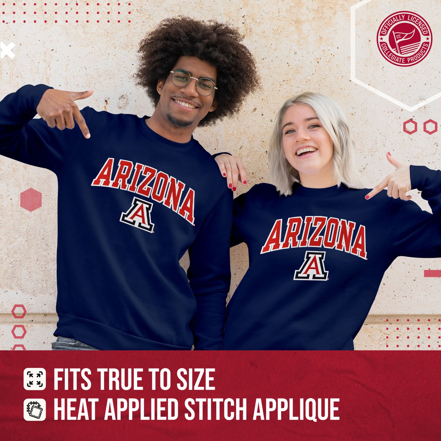 Arizona Wildcats NCAA Adult Tackle Twill Crewneck Sweatshirt - Navy