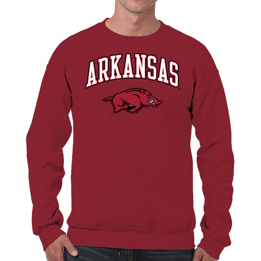 Arkansas Razorbacks Adult Arch & Logo Soft Style Gameday Crewneck Sweatshirt - Cardinal