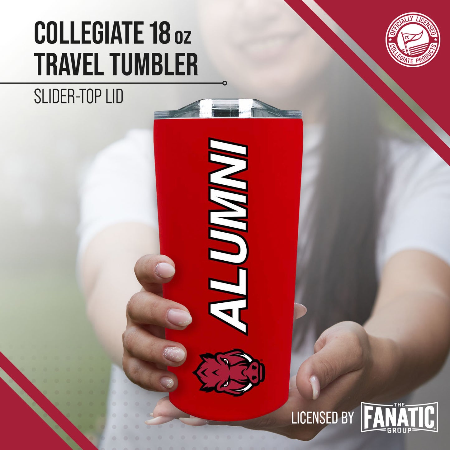 Arkansas Razorbacks Collegiate Stainless Steel Travel Tumbler for Alumni - Cardinal