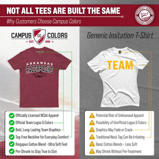 Arkansas Razorbacks NCAA Adult Unisex Starting Fresh T-Shirt - Cardinal Heather