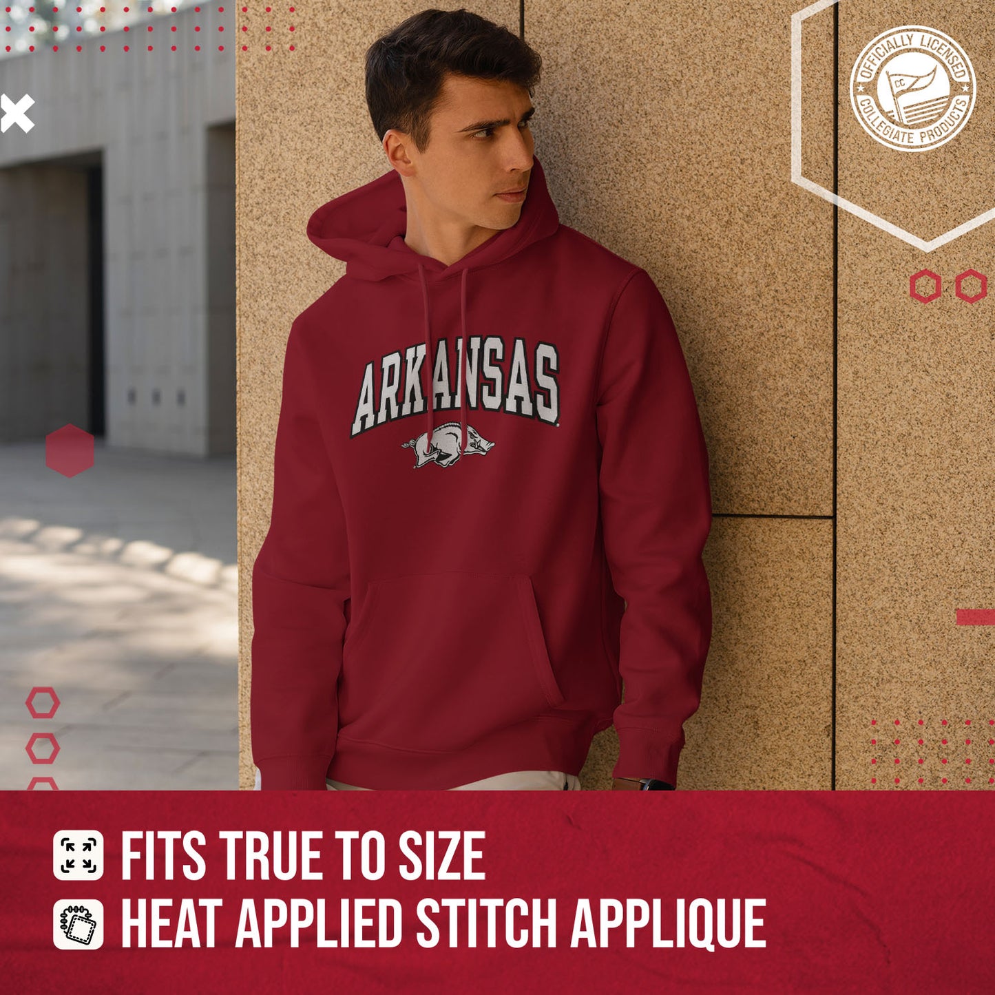 Arkansas Razorbacks NCAA Adult Tackle Twill Hooded Sweatshirt - Cardinal