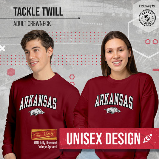 Arkansas Razorbacks NCAA Adult Tackle Twill Crewneck Sweatshirt - Cardinal