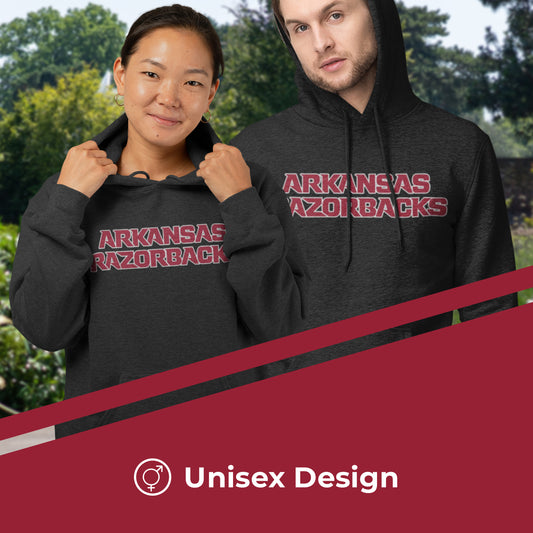 Arkansas Razorbacks NCAA Adult Cotton Blend Charcoal Hooded Sweatshirt - Charcoal
