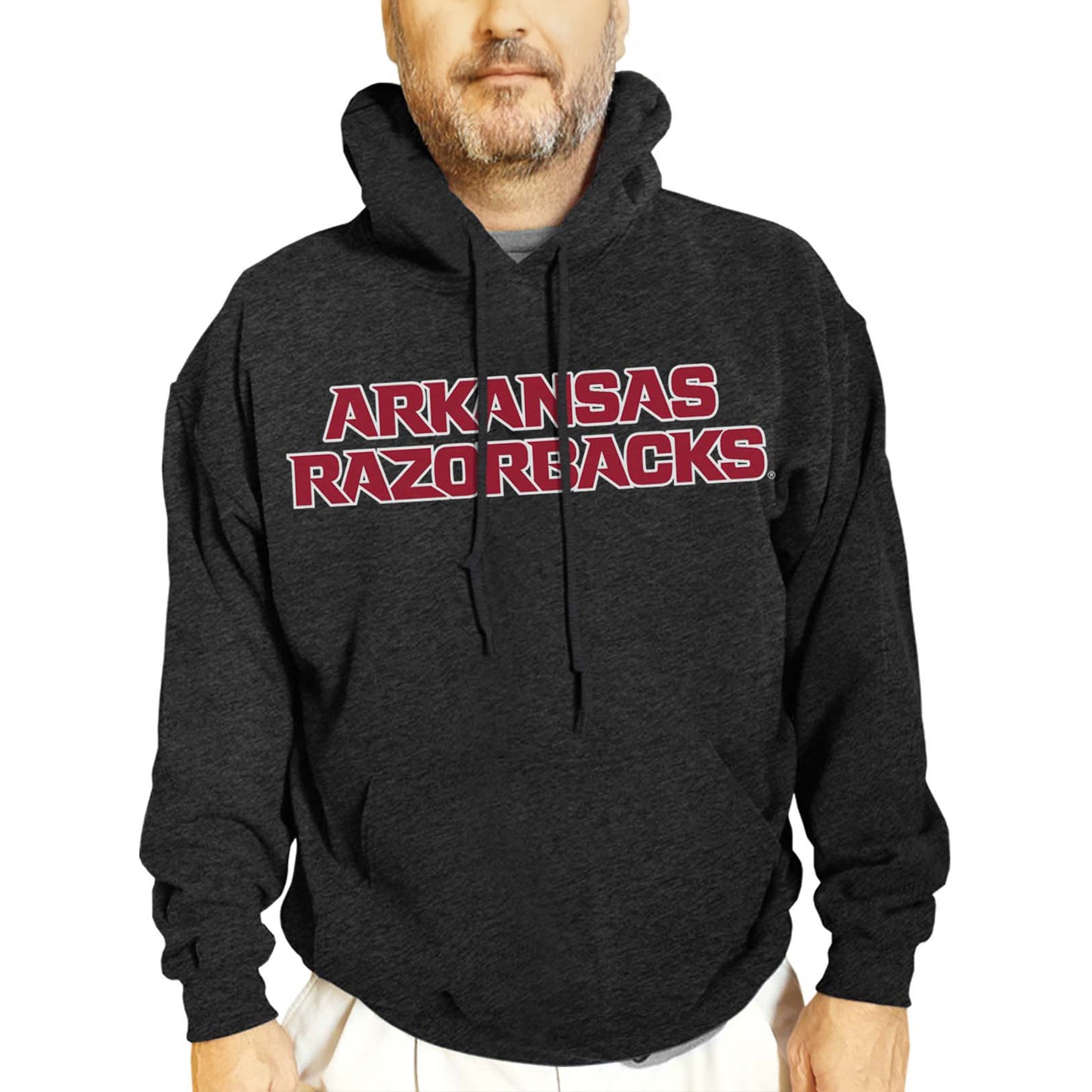 Arkansas Razorbacks NCAA Adult Cotton Blend Charcoal Hooded Sweatshirt - Charcoal