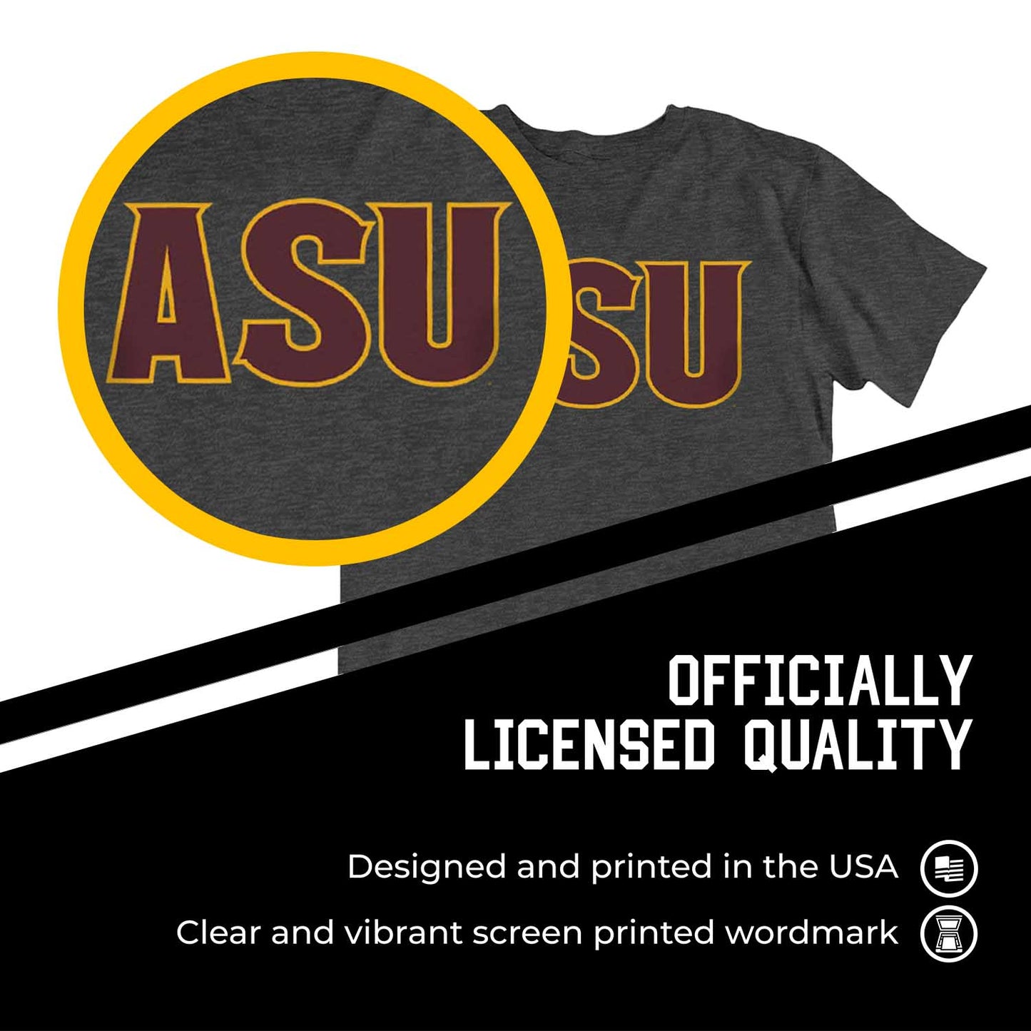 Arizona State Sun Devils Campus Colors NCAA Adult Cotton Blend Charcoal Tagless T-Shirt - Charcoal