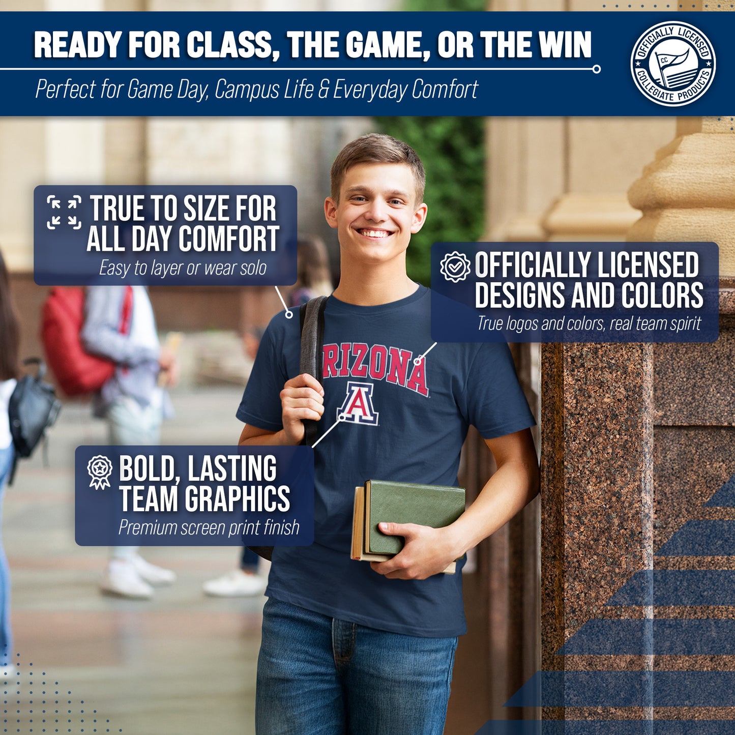 Arizona Wildcats NCAA Adult Gameday Cotton T-Shirt - Navy
