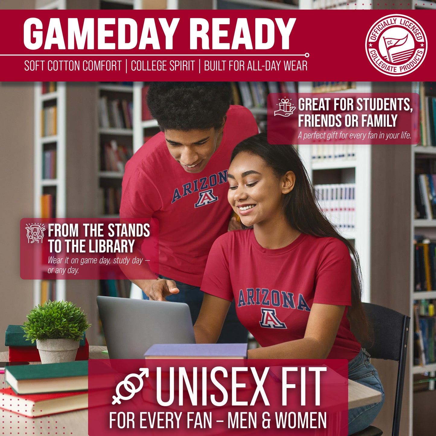 Arizona Wildcats NCAA Adult Gameday Cotton T-Shirt - Red