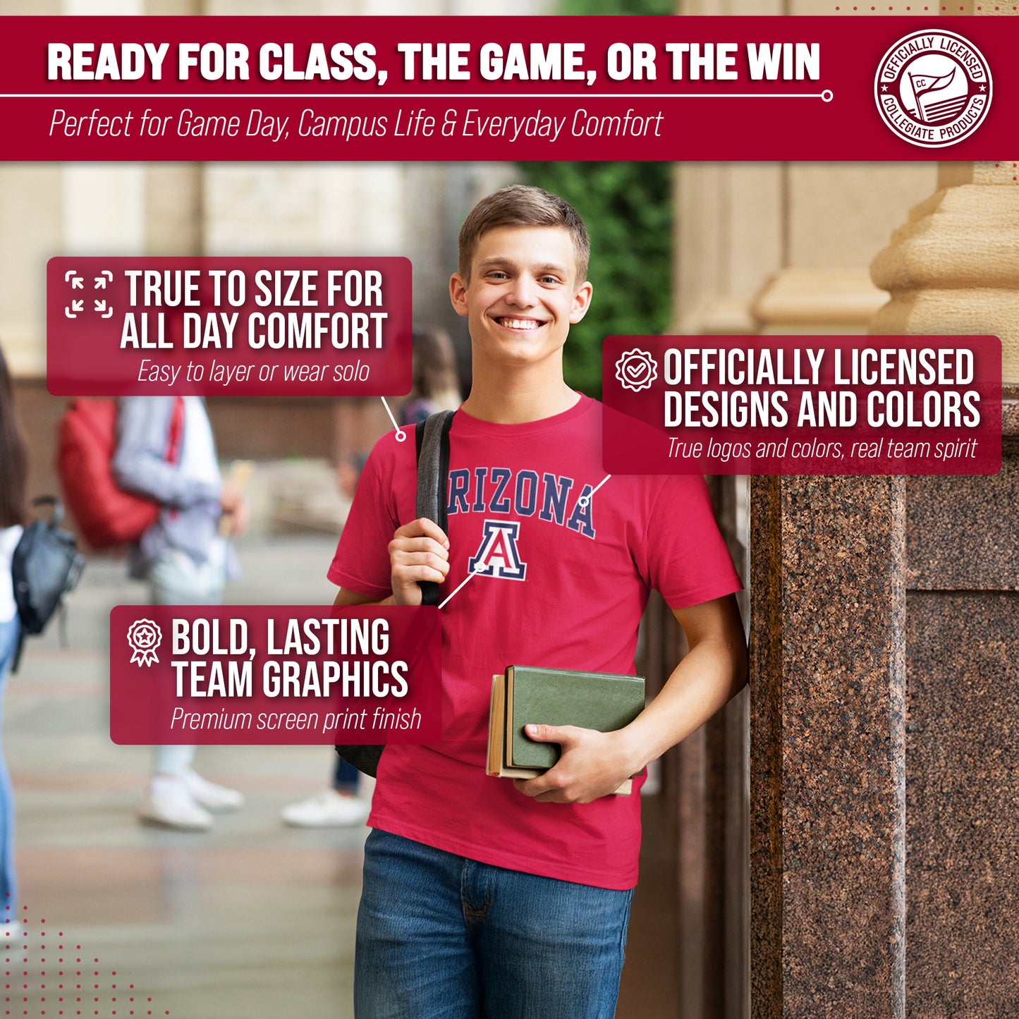 Arizona Wildcats NCAA Adult Gameday Cotton T-Shirt - Red