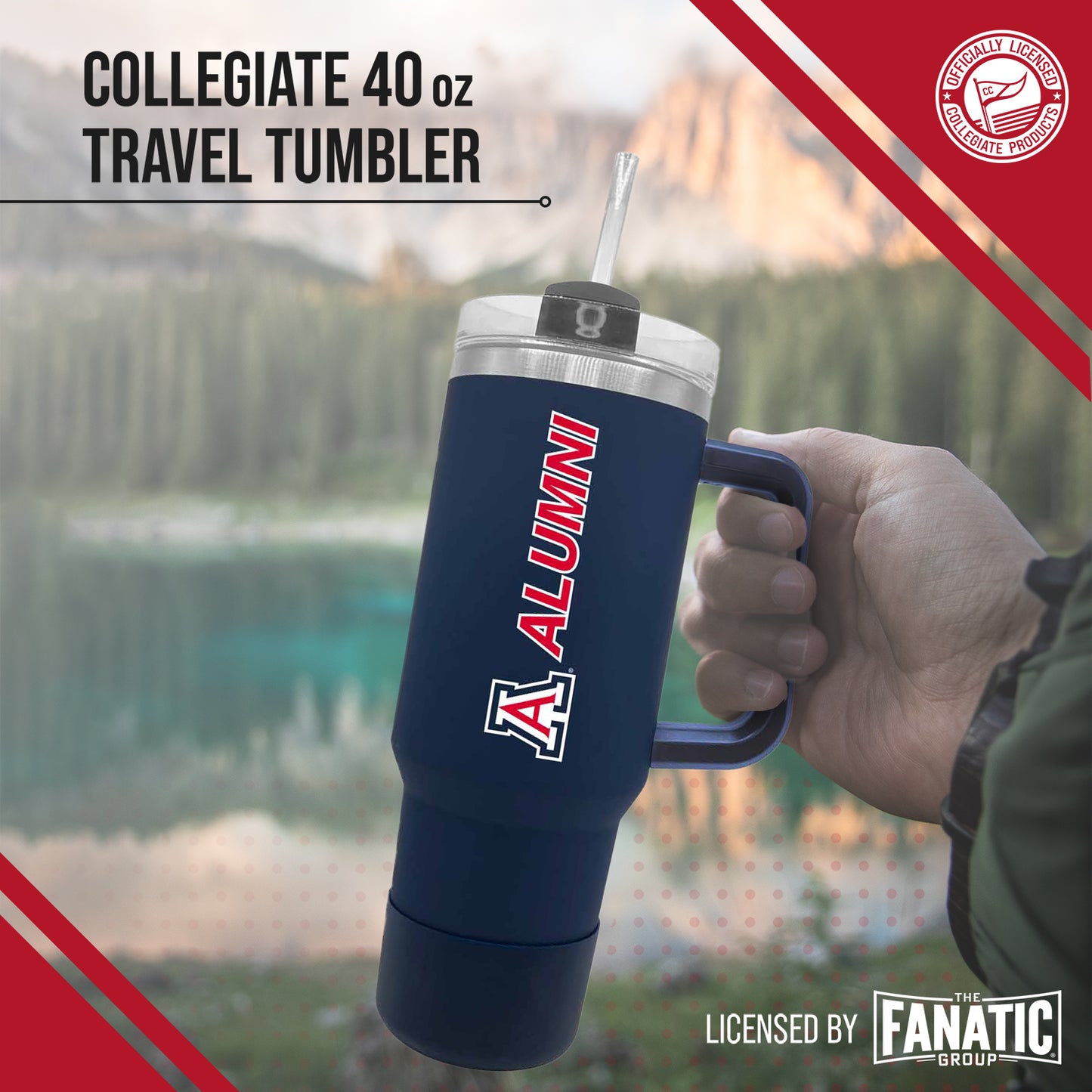 Arizona Wildcats Collegiate 40oz Stainless Steel Travel Tumbler with Handle for Alumni - Navy