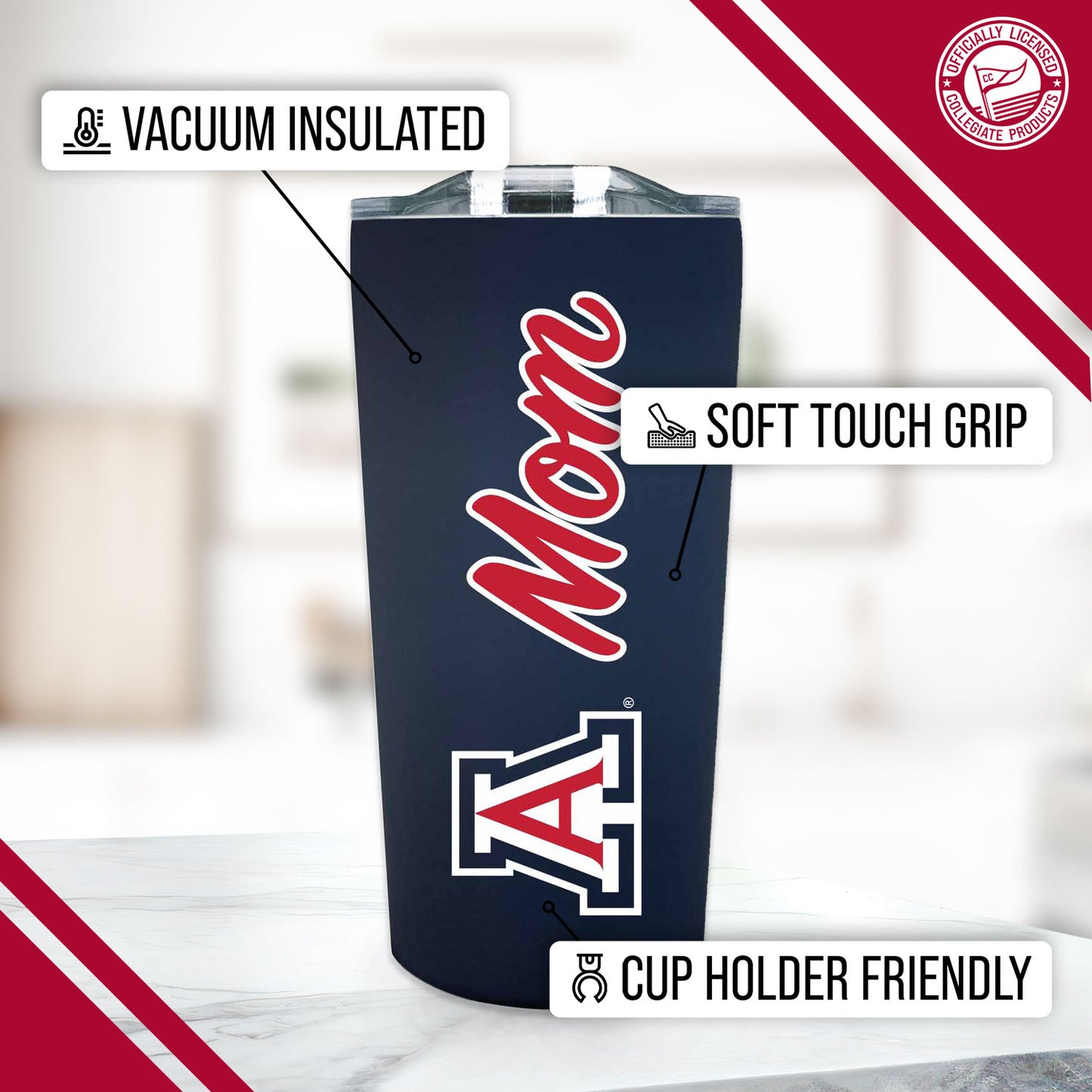 Arizona Wildcats NCAA Stainless Steel Travel Tumbler for Mom - Navy