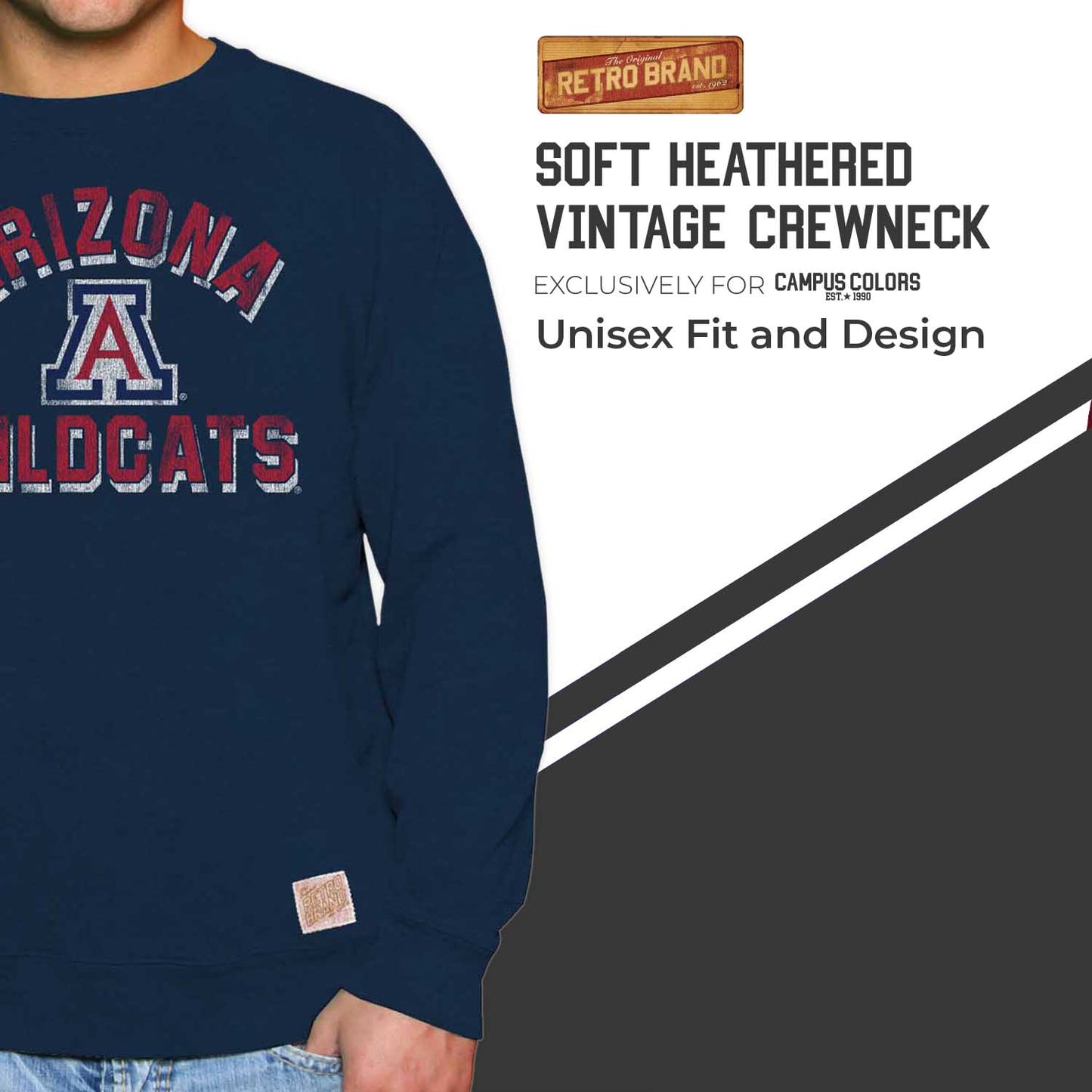 Arizona Wildcats Adult University Crewneck - Navy