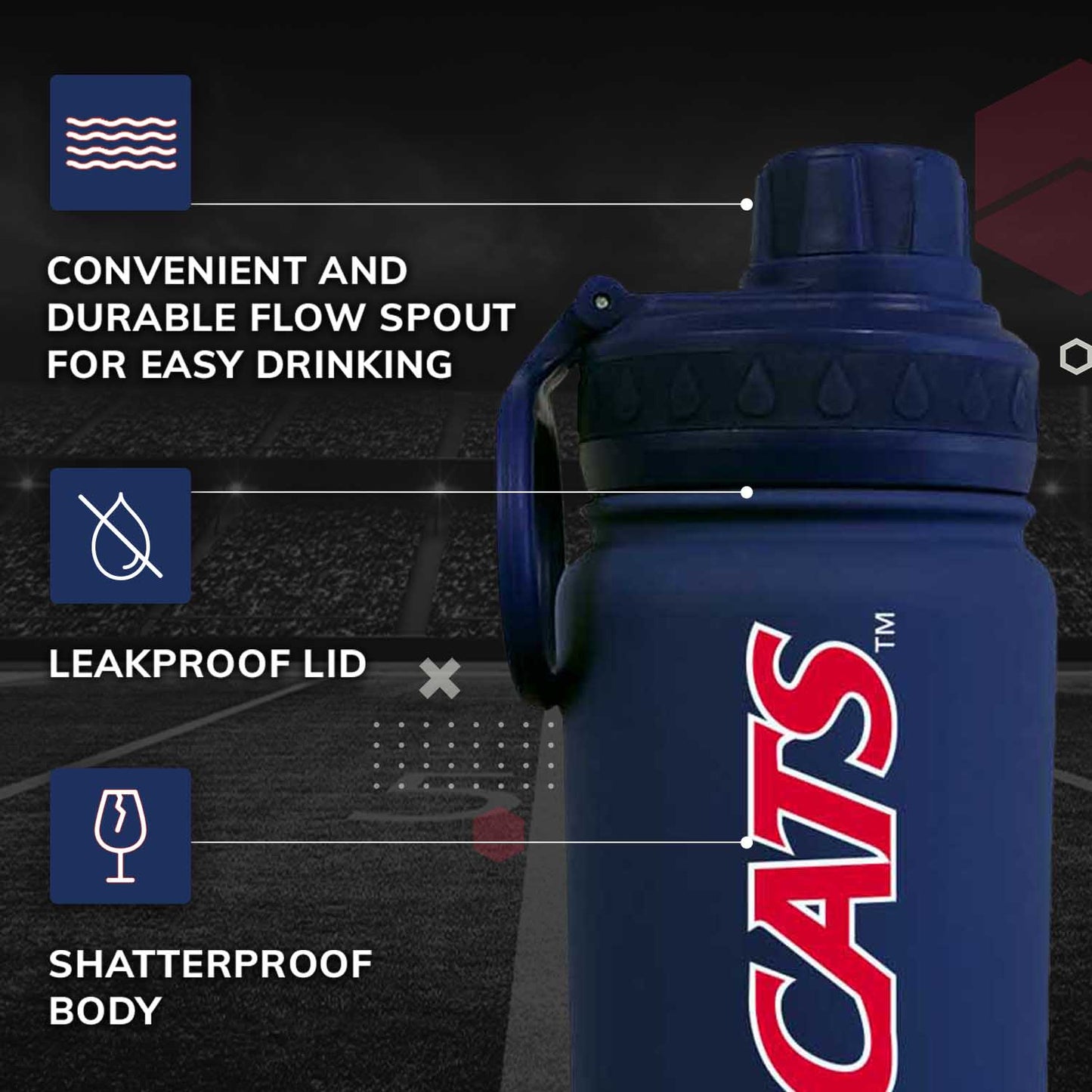 Arizona Wildcats NCAA Stainless Steel Water Bottle - Navy