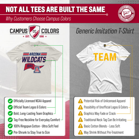 Arizona Wildcats NCAA Adult Unisex Varsity Club Pennant T-Shirt Tag-Less - Off White