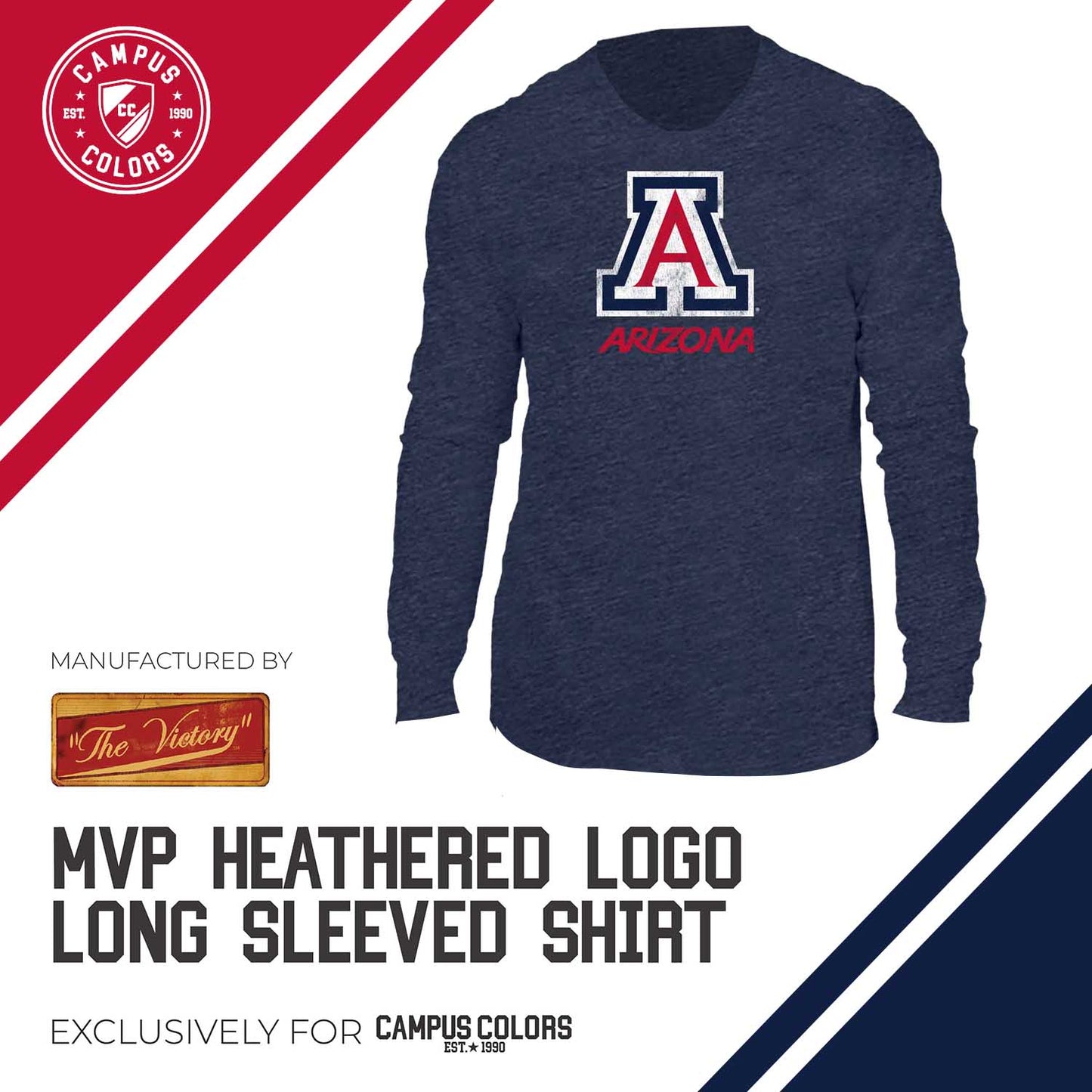 Arizona Wildcats NCAA MVP Adult Long-Sleeve Shirt - Navy