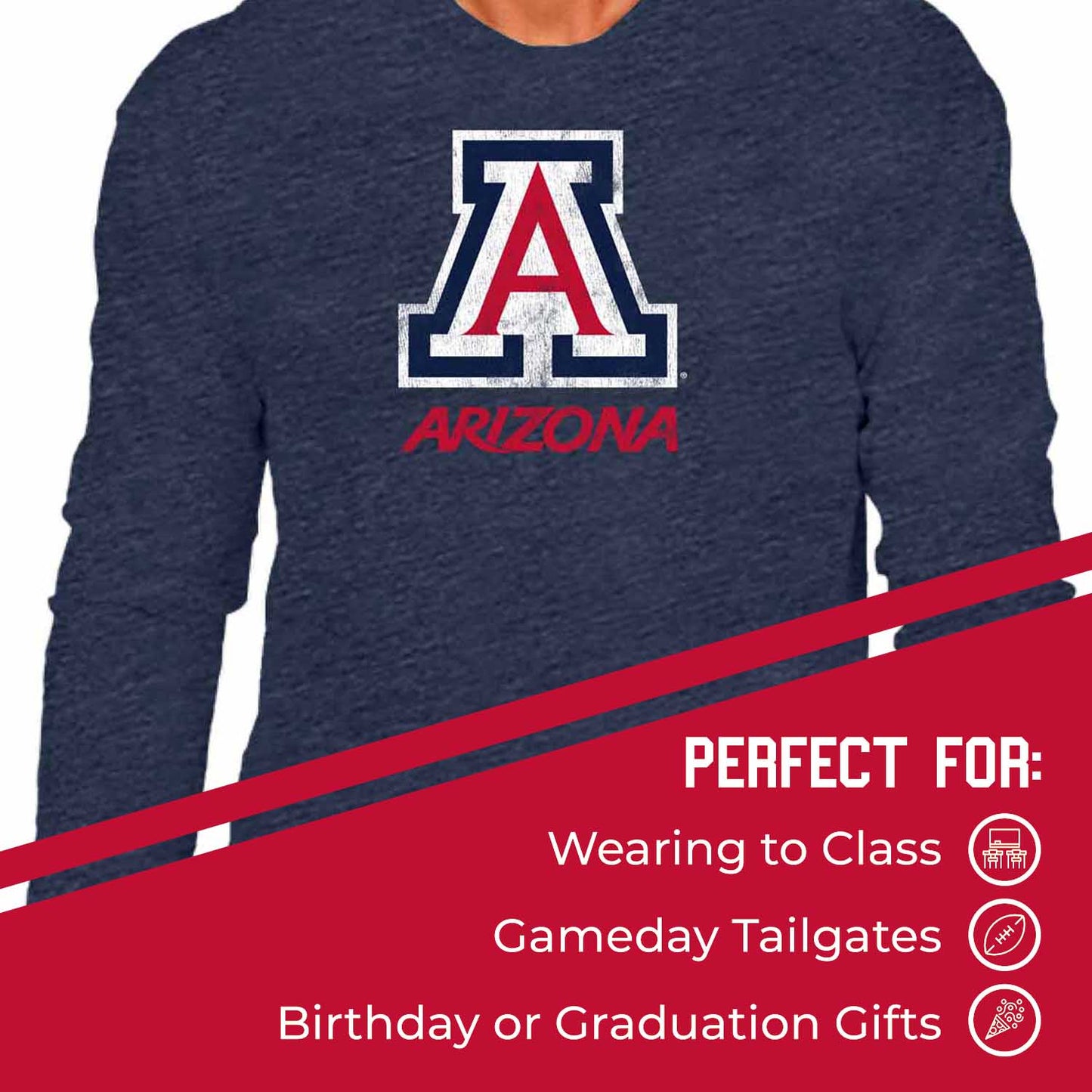 Arizona Wildcats NCAA MVP Adult Long-Sleeve Shirt - Navy