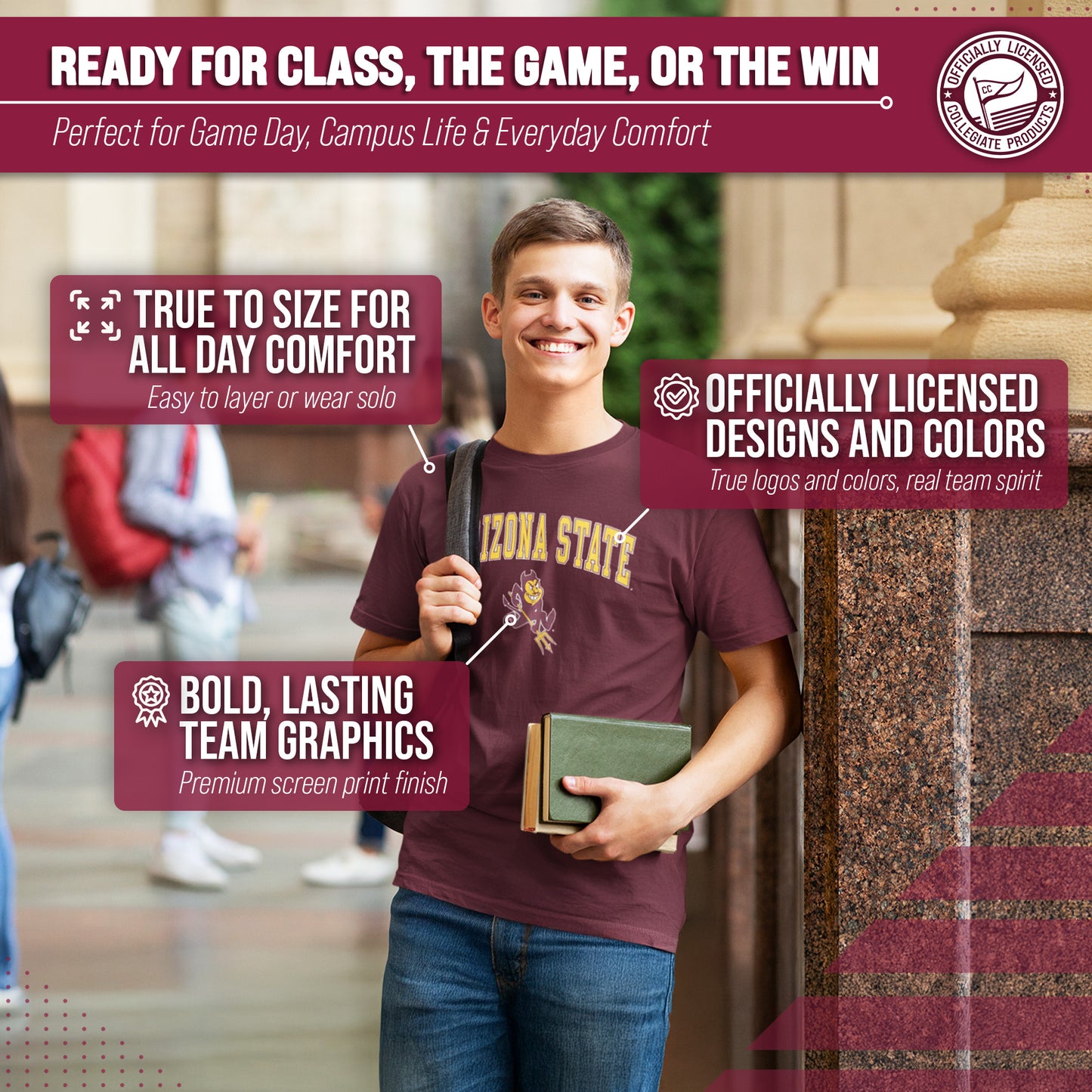 Arizona State Sun Devils NCAA Adult Gameday Cotton T-Shirt - Maroon