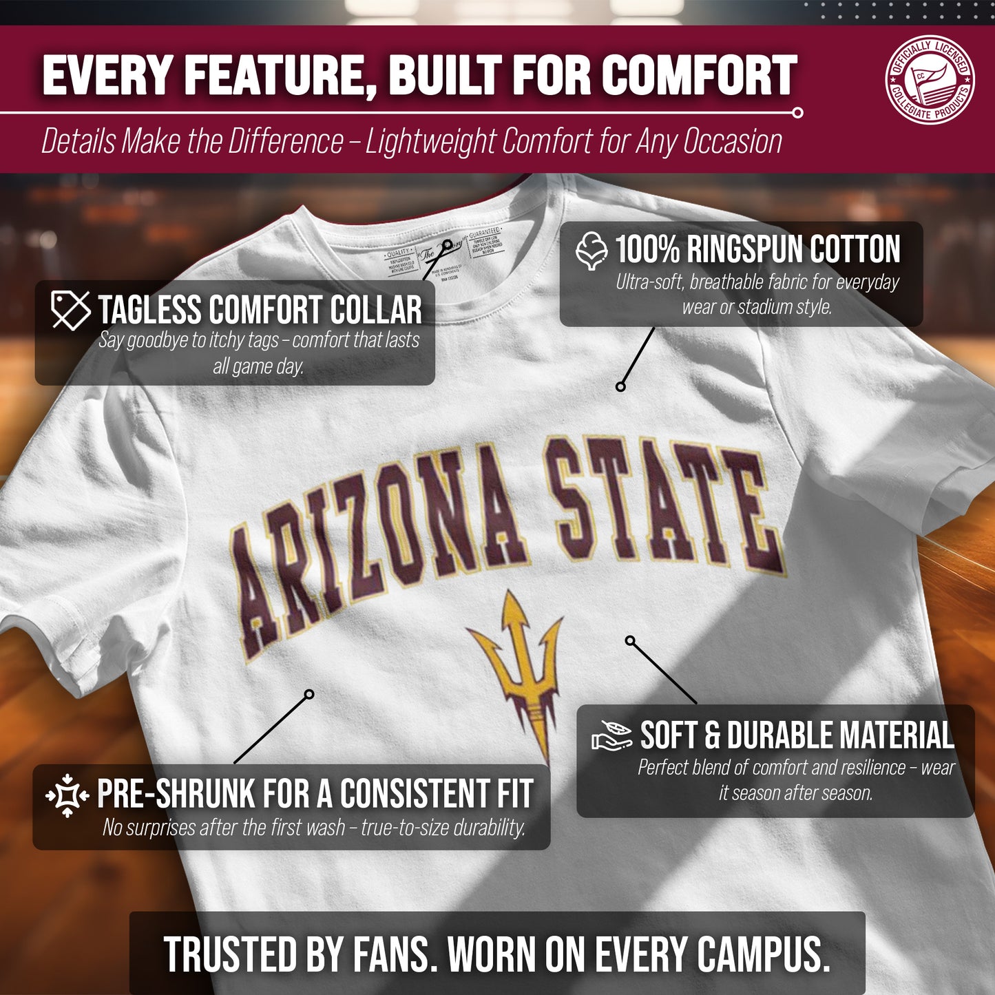 Arizona State Sun Devils NCAA Adult Gameday Cotton T-Shirt - White