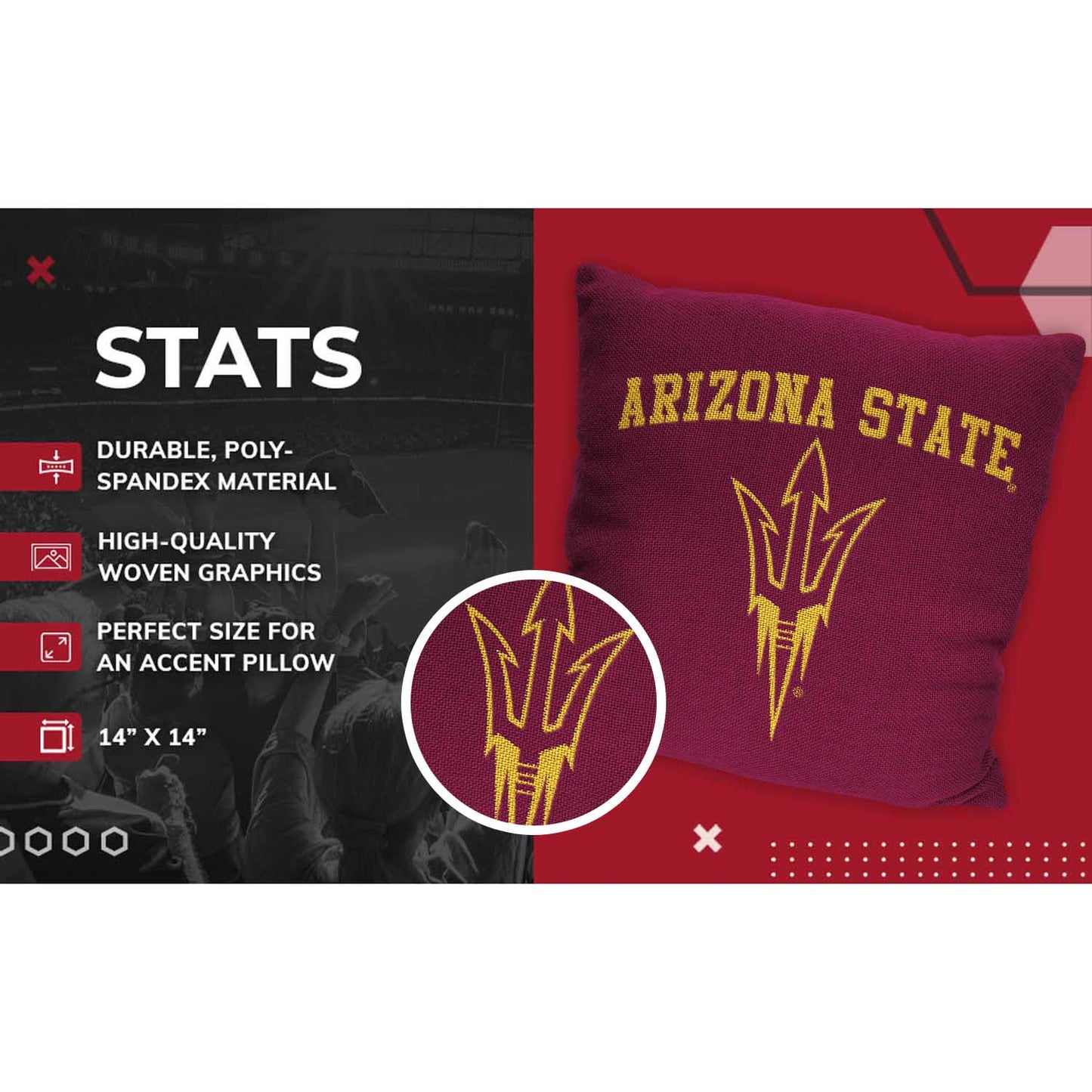Arizona State Sun Devils NCAA Decorative Pillow - Maroon