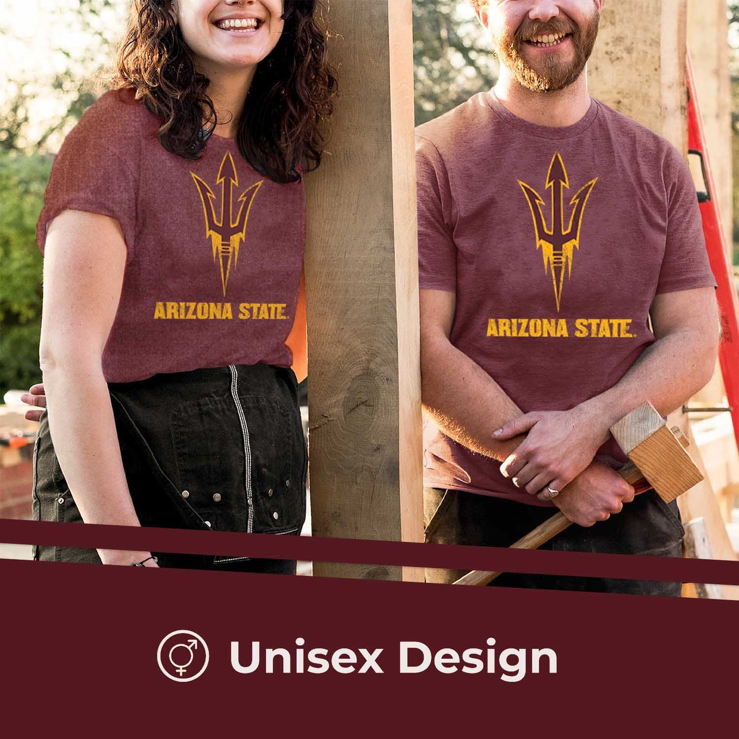Arizona State Sun Devils Adult MVP Heathered Cotton Blend T-Shirt - Maroon
