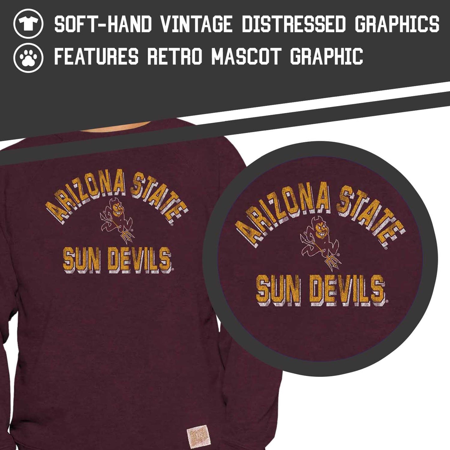 Arizona State Sun Devils Adult University Crewneck - Maroon