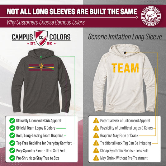 Arizona State Sun Devils NCAA Unisex Scholarship Cloud Jersey Performance Hooded Long Sleeve Tee - Black Heather