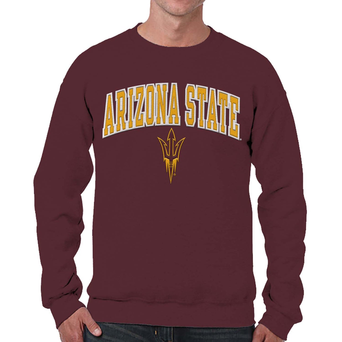 Arizona State Sun Devils Adult Tackle Twill Crewneck - Maroon