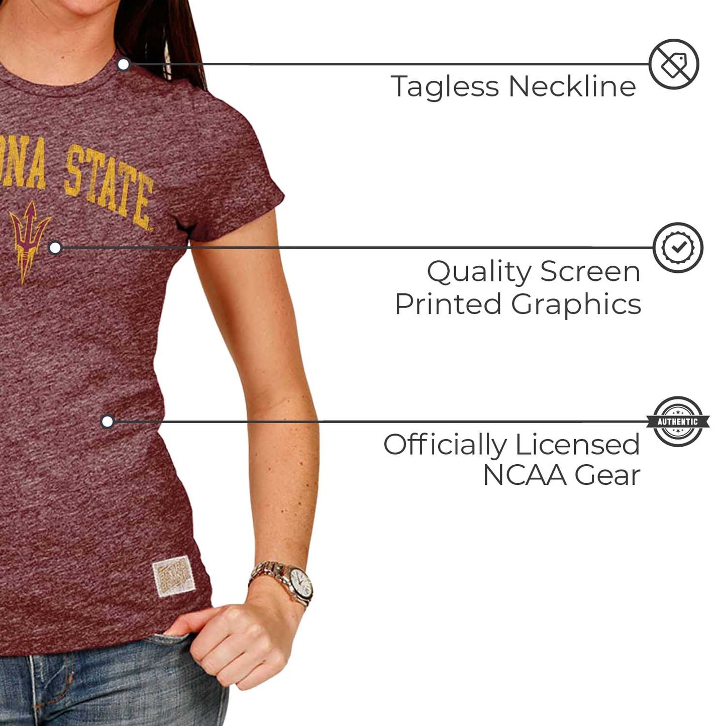 Arizona State Sun Devils University Women's T-Shirt  - Maroon