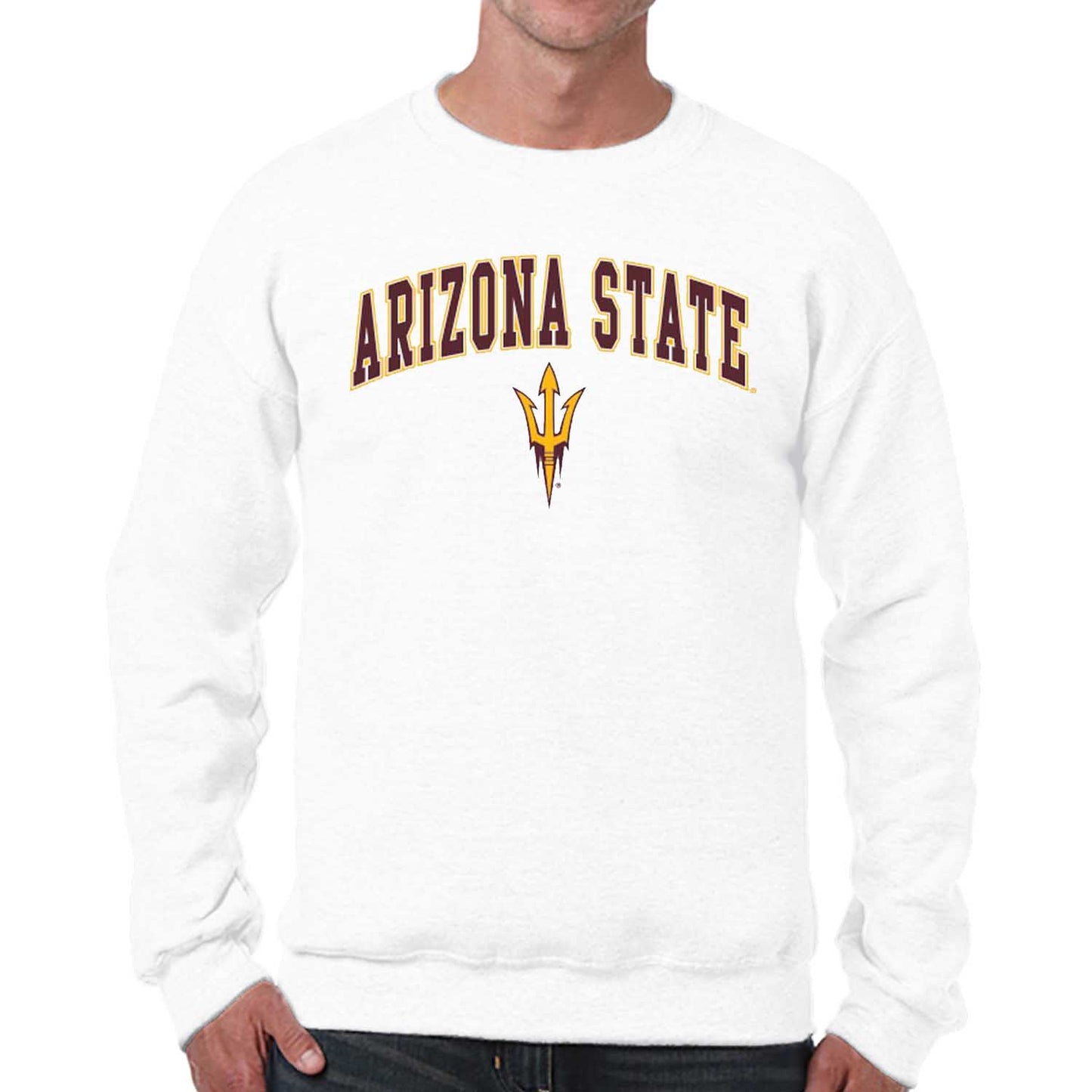 Arizona State Sun Devils Adult Arch & Logo Soft Style Gameday Crewneck Sweatshirt - White